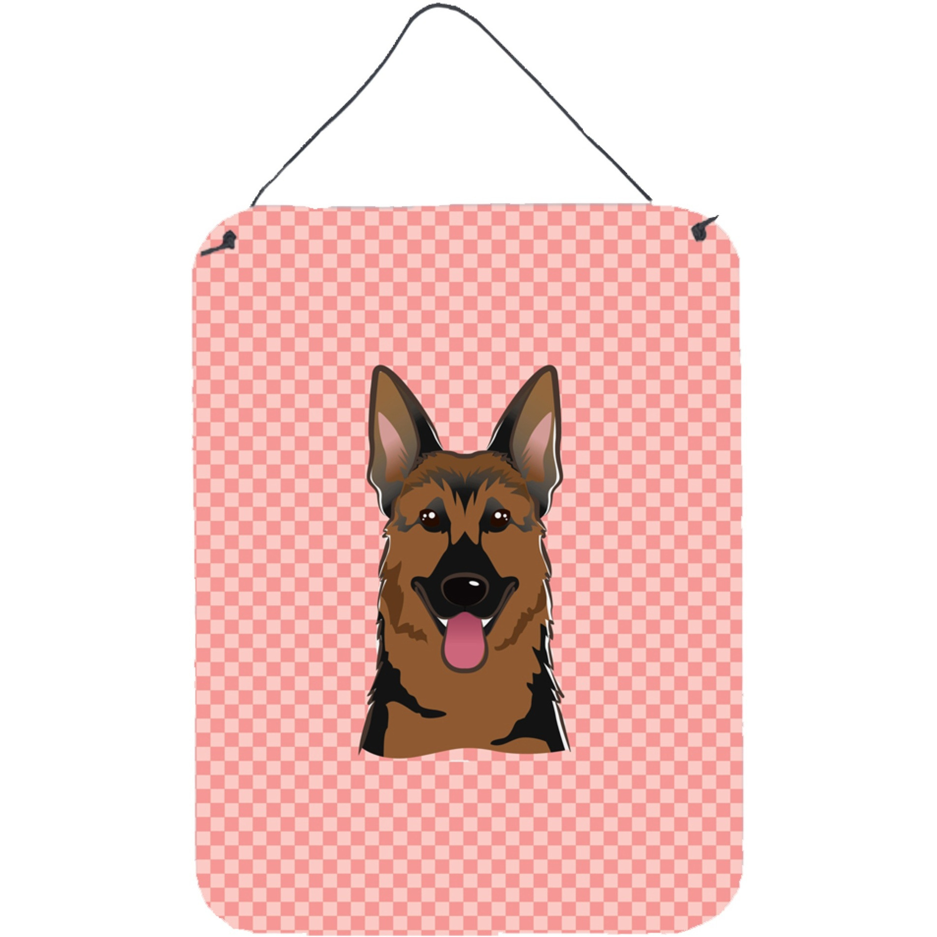 &quotCaroline's Treasures Checkerboard Pink German Shepherd Wall or Door Hanging Prints, 16"" x 12"""