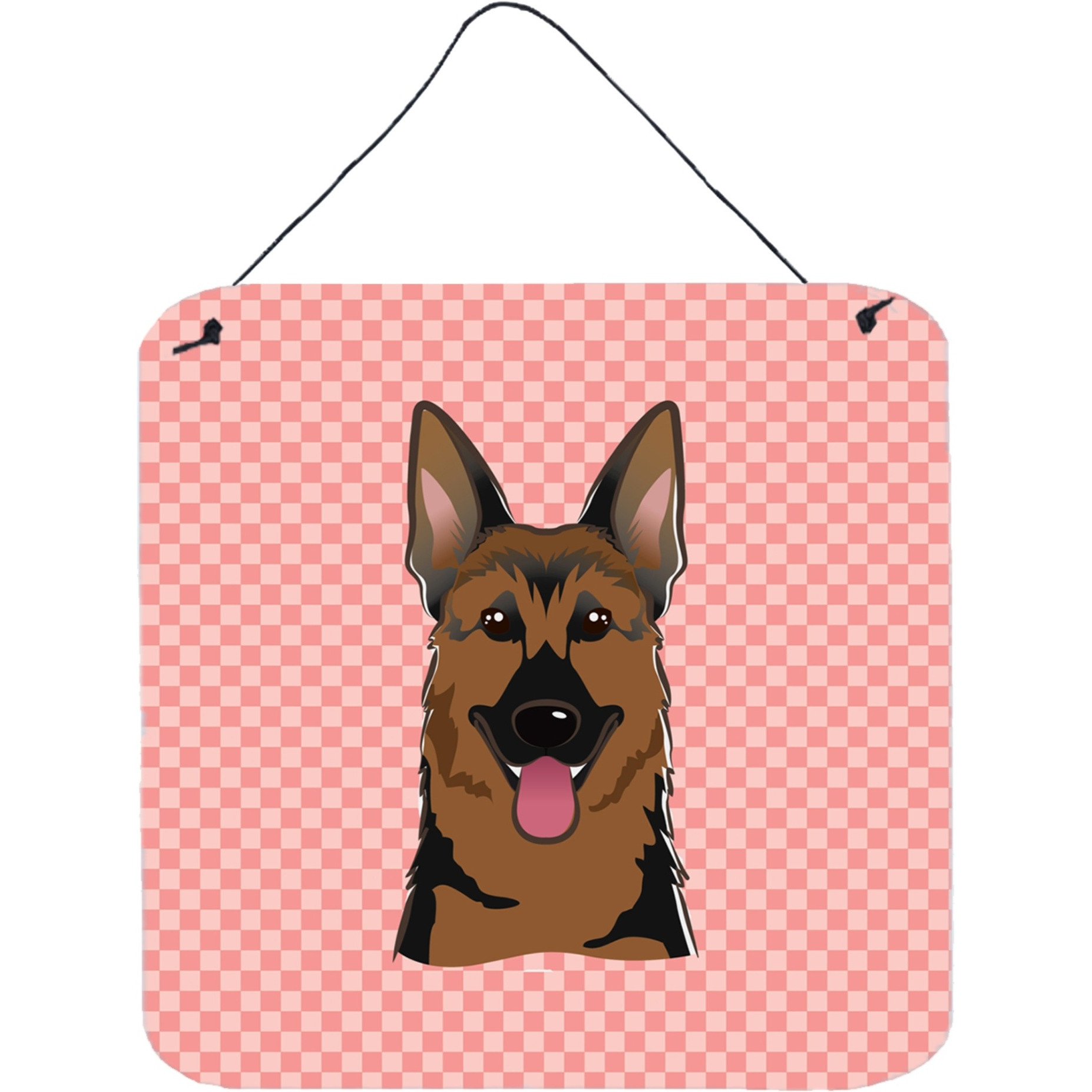 &quotCaroline's Treasures Checkerboard Pink German Shepherd Wall or Door Hanging Prints, 6 x 6"""