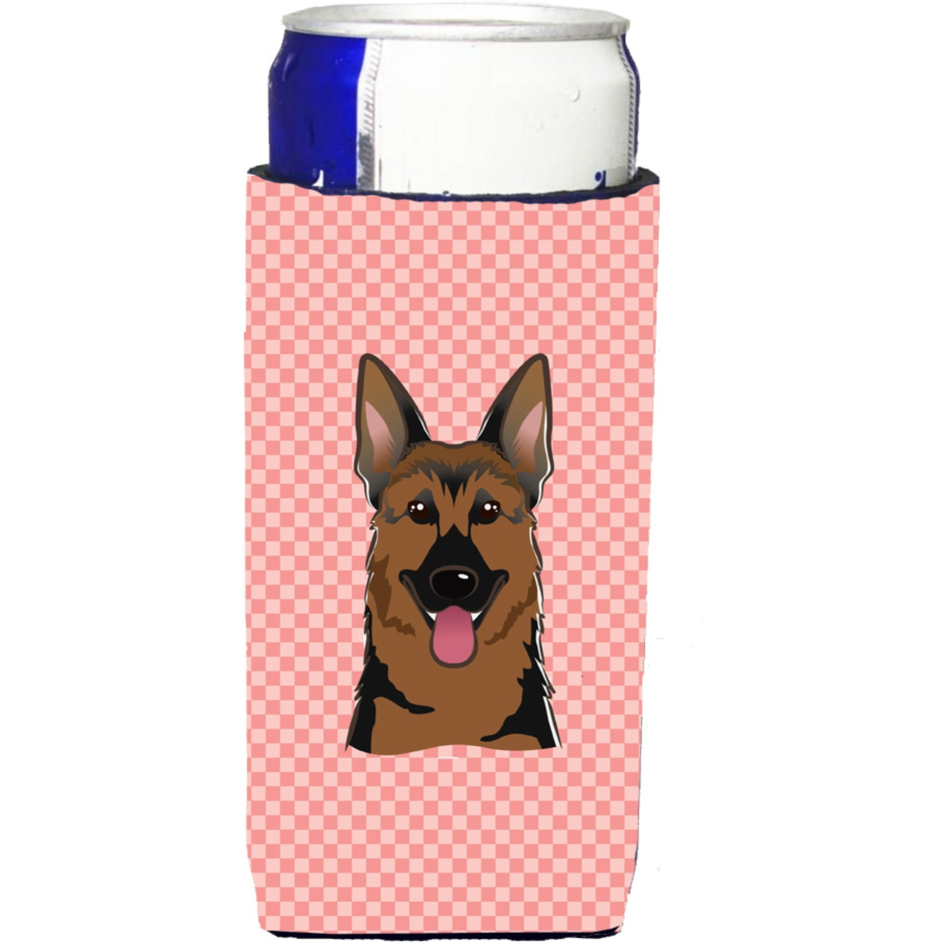 Checkerboard Pink German Shepherd Ultra Beverage Insulators for slim cans BB1211MUK