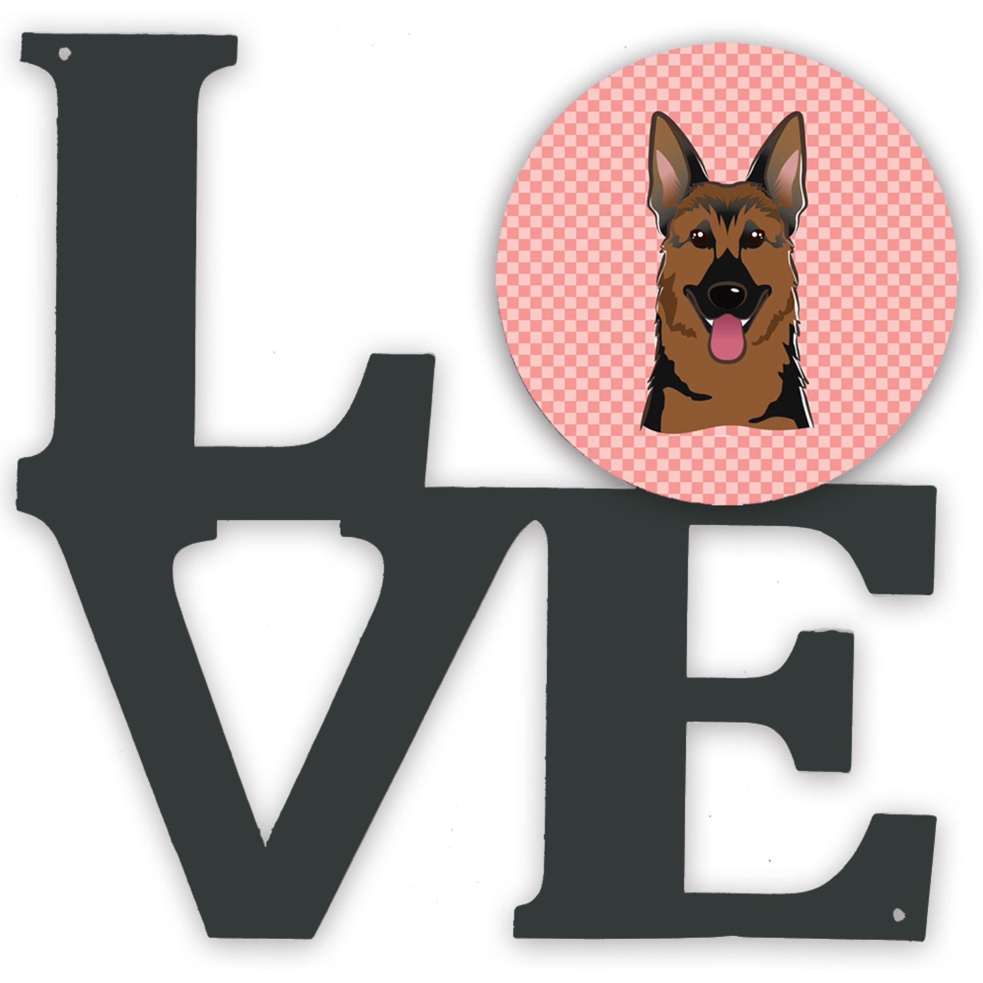 &quotCaroline's Treasures Checkerboard Pink German Shepherd Metal Artwork Love wall-decor, Multicolor"