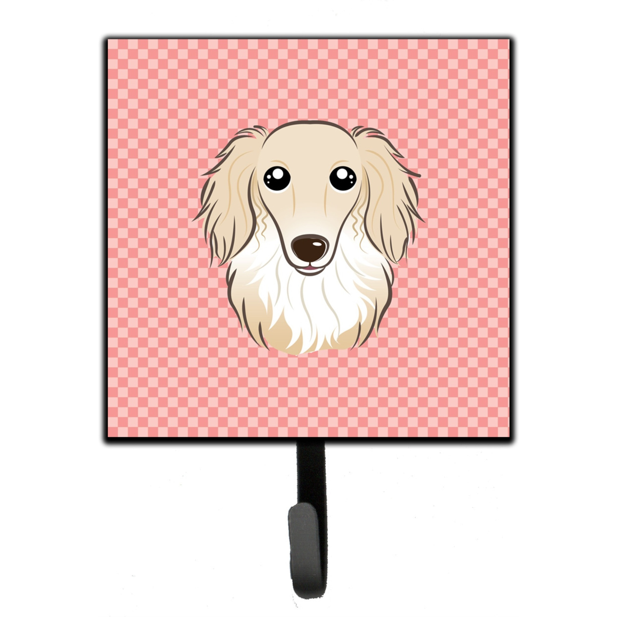 &quotCaroline's Treasures BB1212SH4 Checkerboard Pink Longhair Creme Dachshund Leash or Key Holder, Small, Multicolor"
