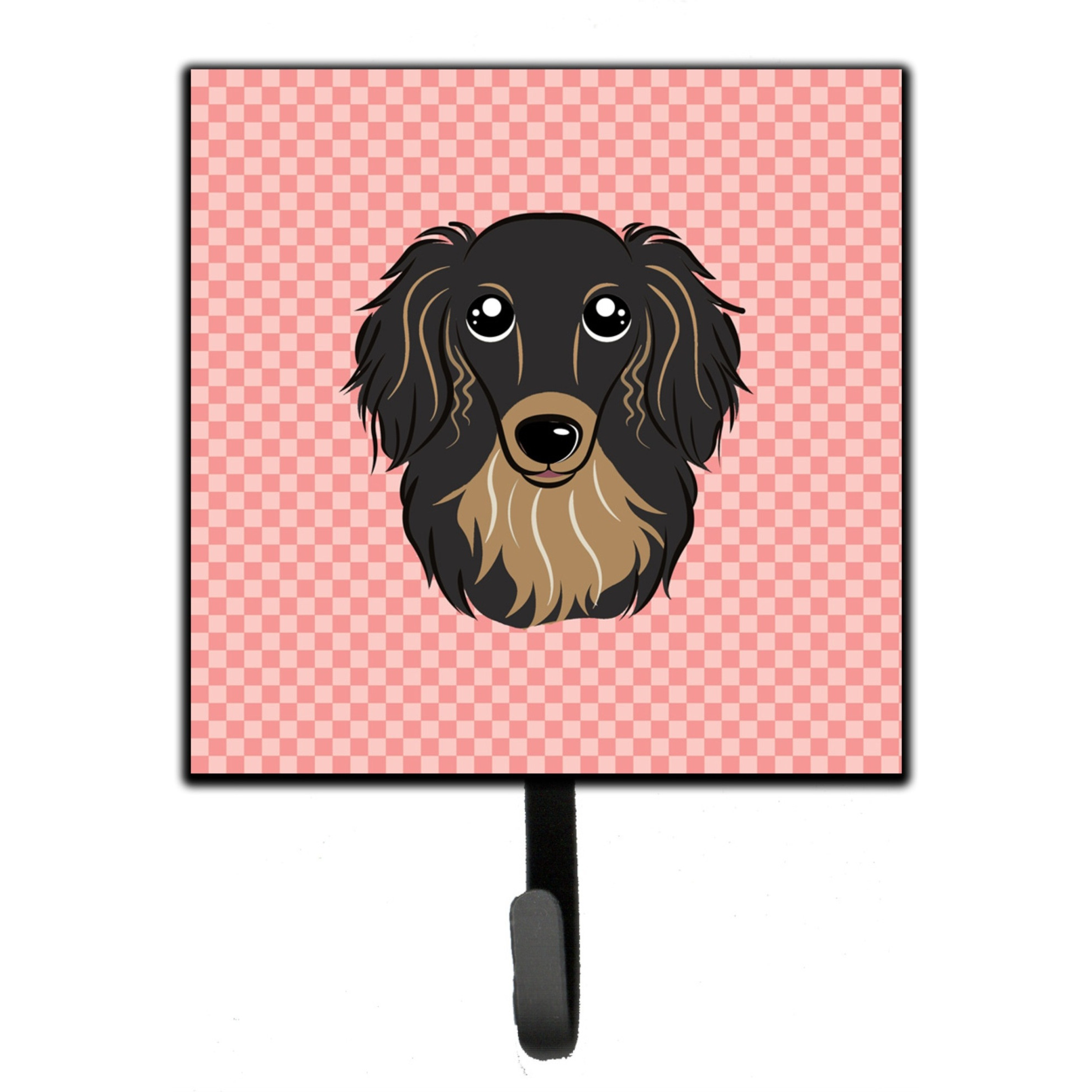 &quotCaroline's Treasures BB1213SH4 Checkerboard Pink Longhair Black and Tan Dachshund Leash or Key Holder, Small, Multicolor"