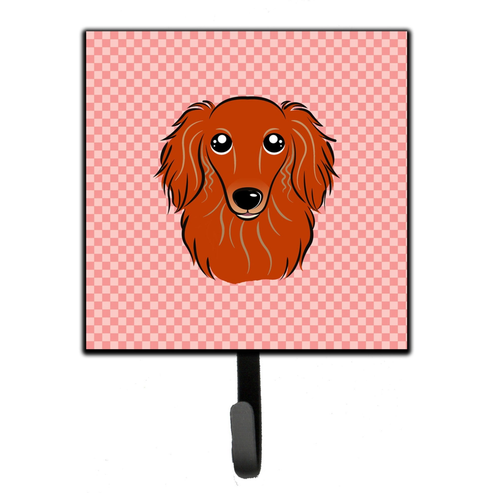 &quotCaroline's Treasures BB1214SH4 Checkerboard Pink Longhair Red Dachshund Leash or Key Holder, Small, Multicolor"