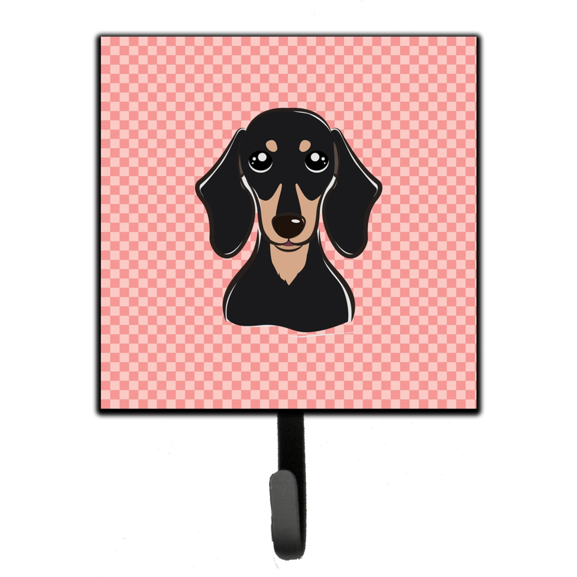&quotCaroline's Treasures BB1215SH4 Checkerboard Pink Smooth Black and Tan Dachshund Leash or Key Holder, Small, Multicolor"