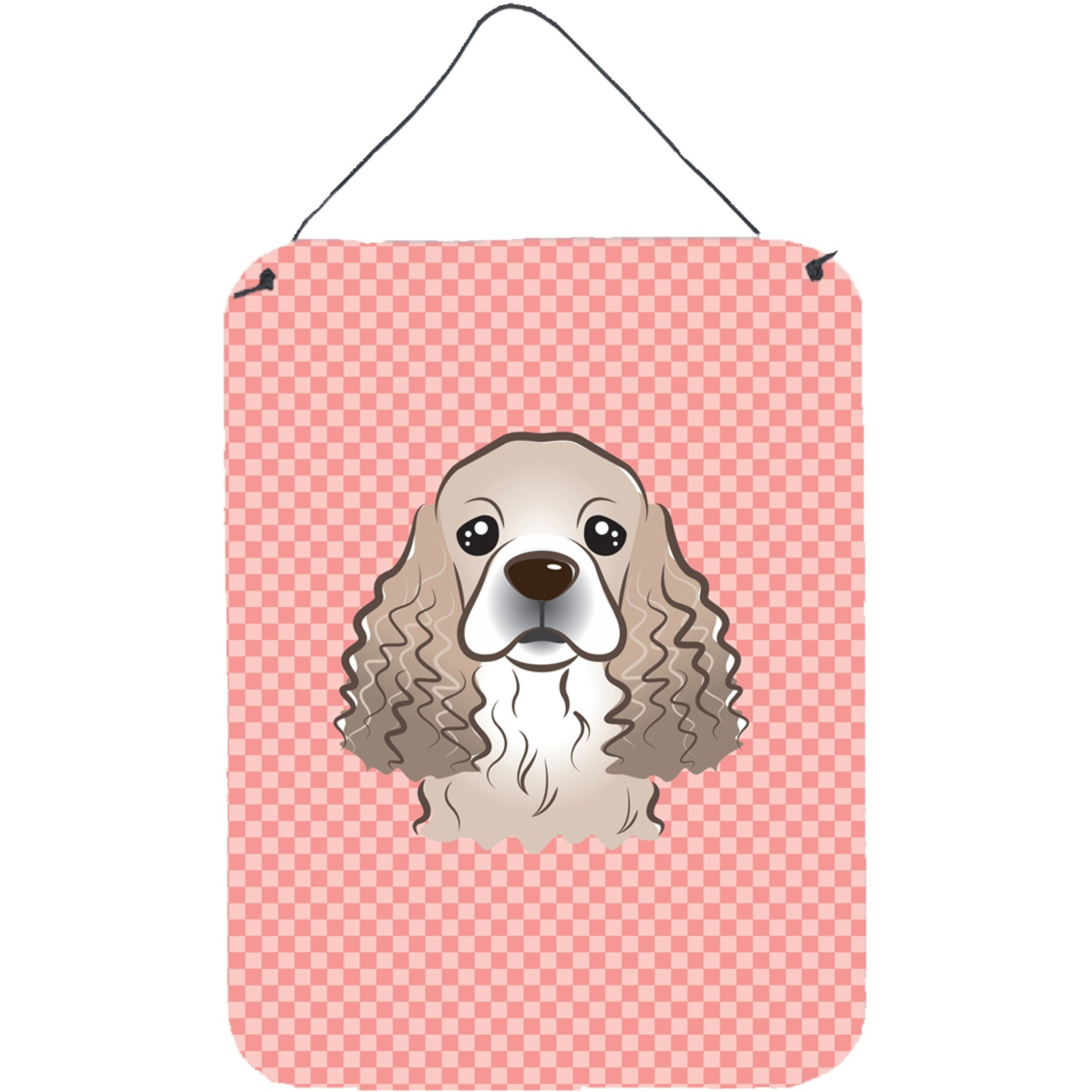 &quotCaroline's Treasures Checkerboard Pink Cocker Spaniel Wall or Door Hanging Prints, 16"" x 12"""