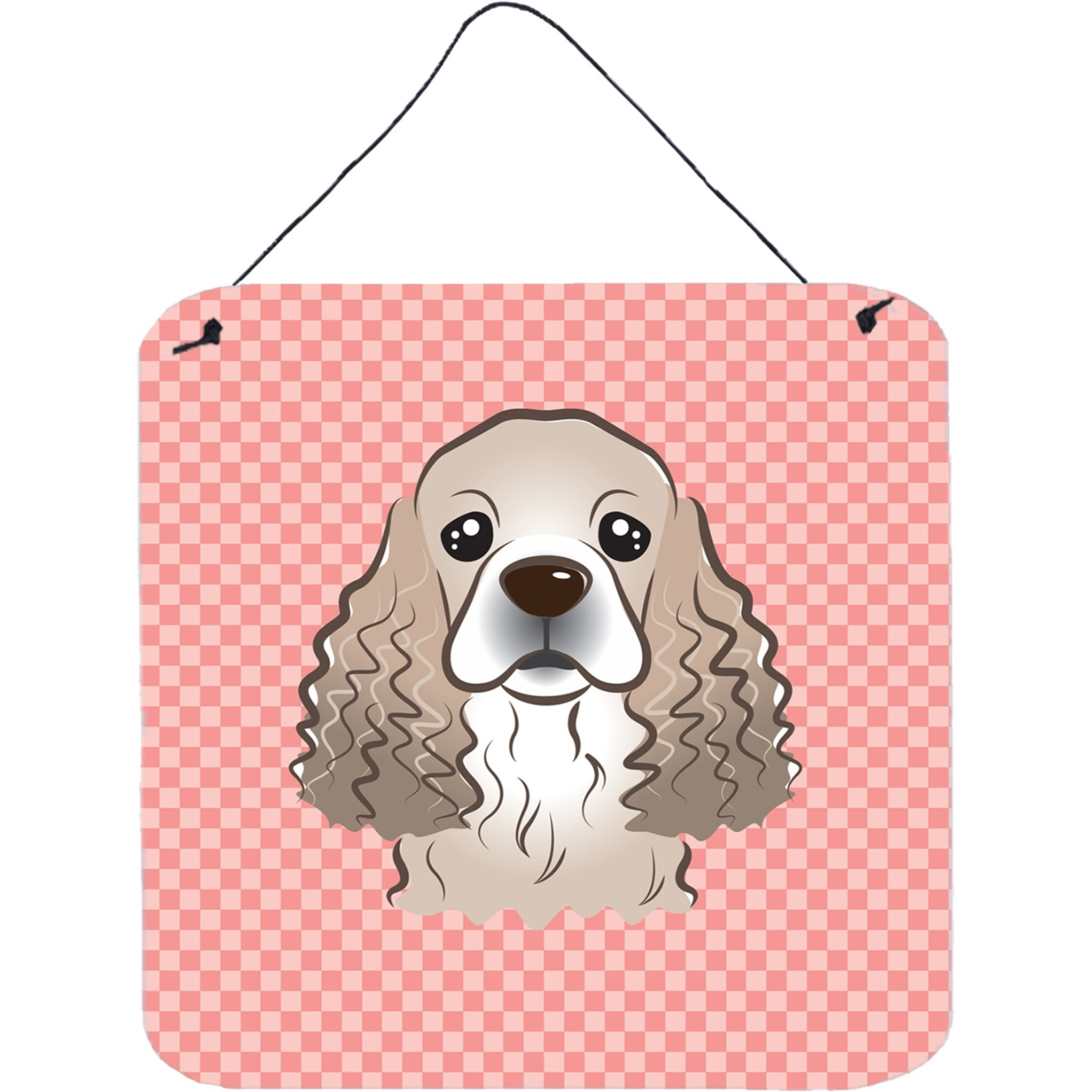 &quotCaroline's Treasures Checkerboard Pink Cocker Spaniel Wall or Door Hanging Prints, 6 x 6"""