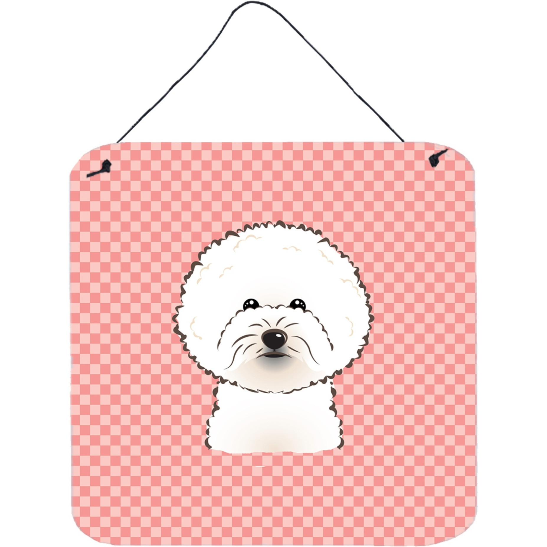 &quotCaroline's Treasures Checkerboard Pink Bichon Frise Wall or Door Hanging Prints, 6 x 6"""