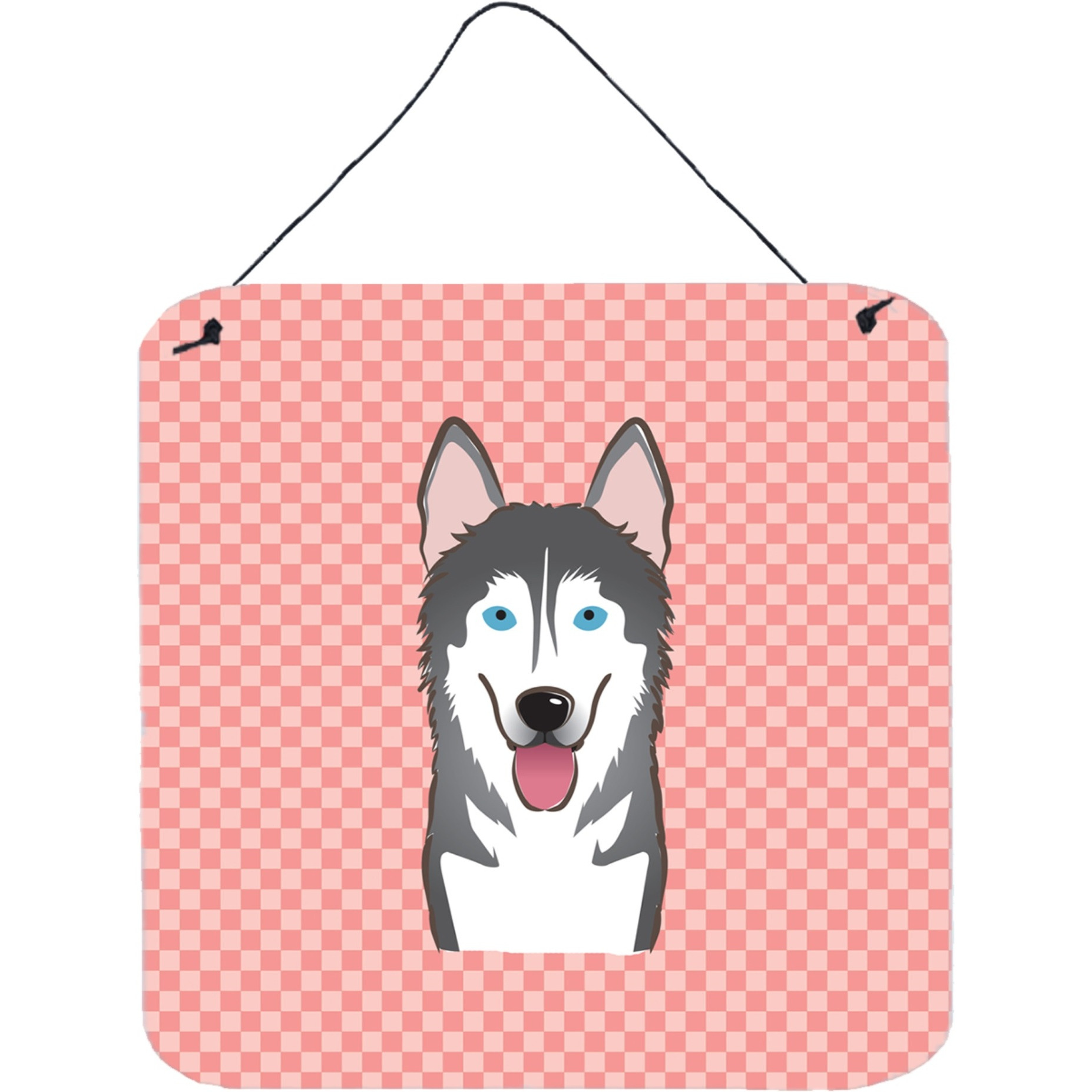 &quotCaroline's Treasures Checkerboard Pink Alaskan Malamute Wall or Door Hanging Prints, 6 x 6"""
