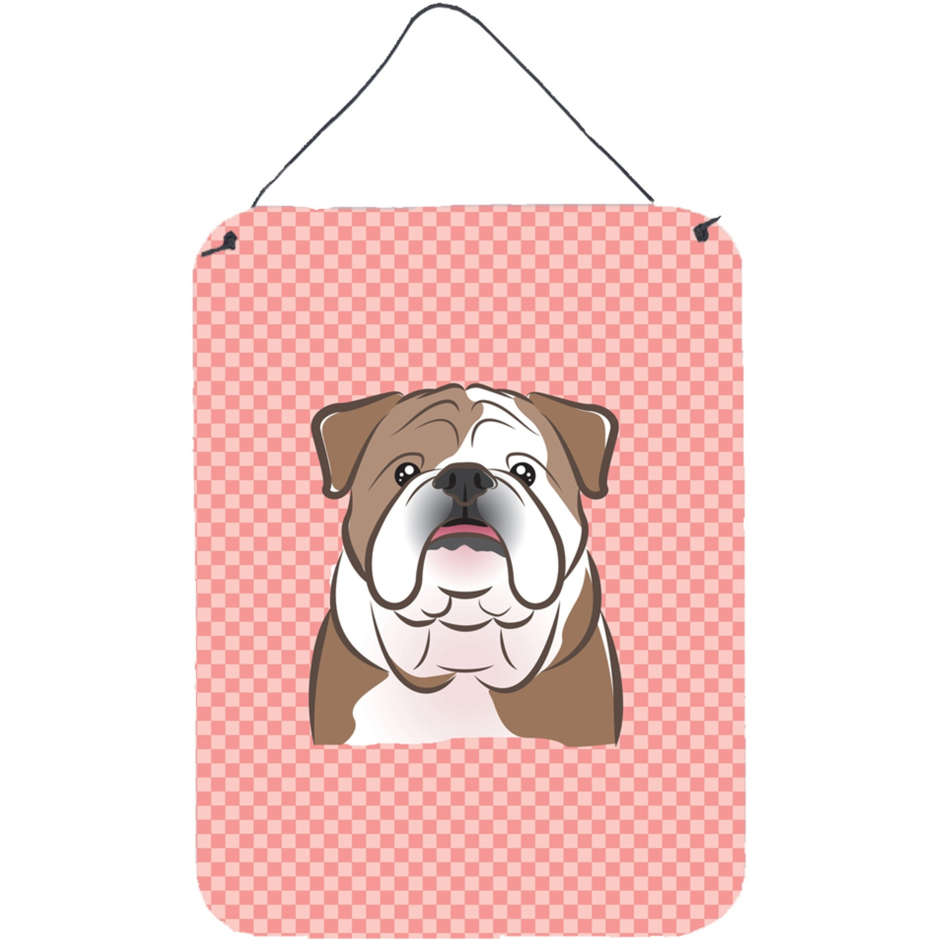 &quotCaroline's Treasures Checkerboard Pink English Bulldog Wall or Door Hanging Prints, 16"" x 12"""
