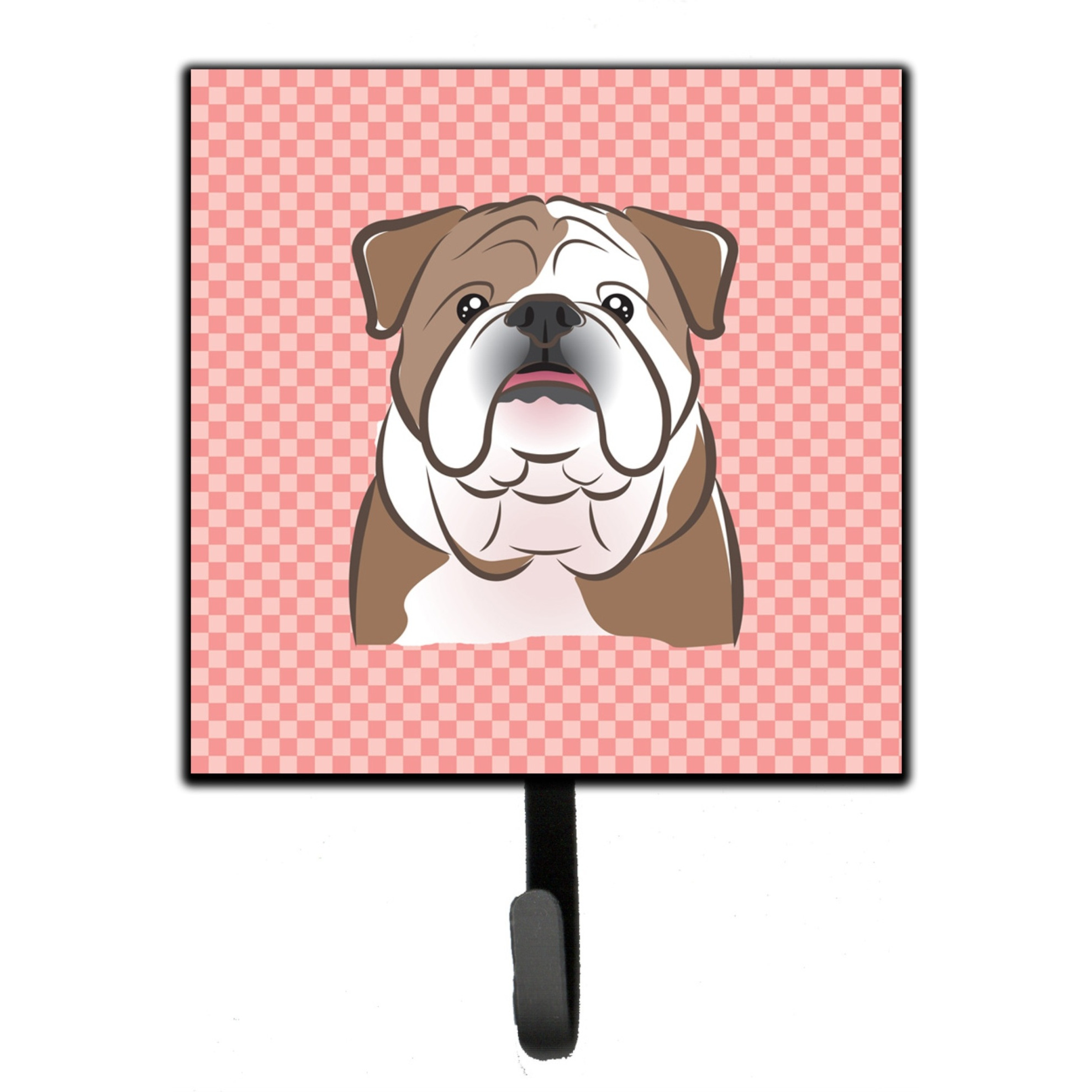 &quotCaroline's Treasures BB1219SH4 Checkerboard Pink English Bulldog Leash or Key Holder, Small, Multicolor"