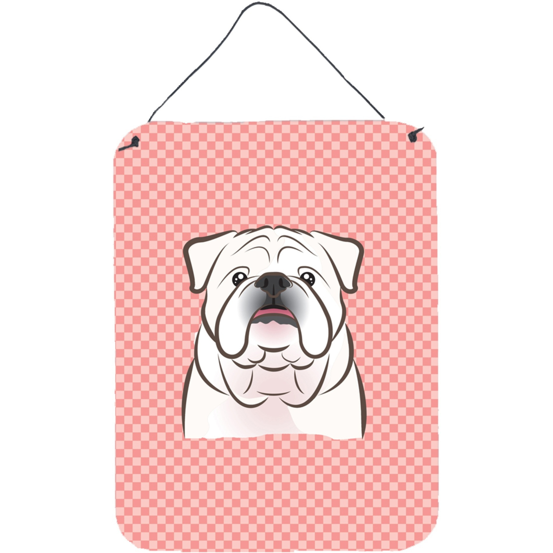 &quotCaroline's Treasures Checkerboard Pink White English Bulldog Wall or Door Hanging Prints, 16"" x 12"""