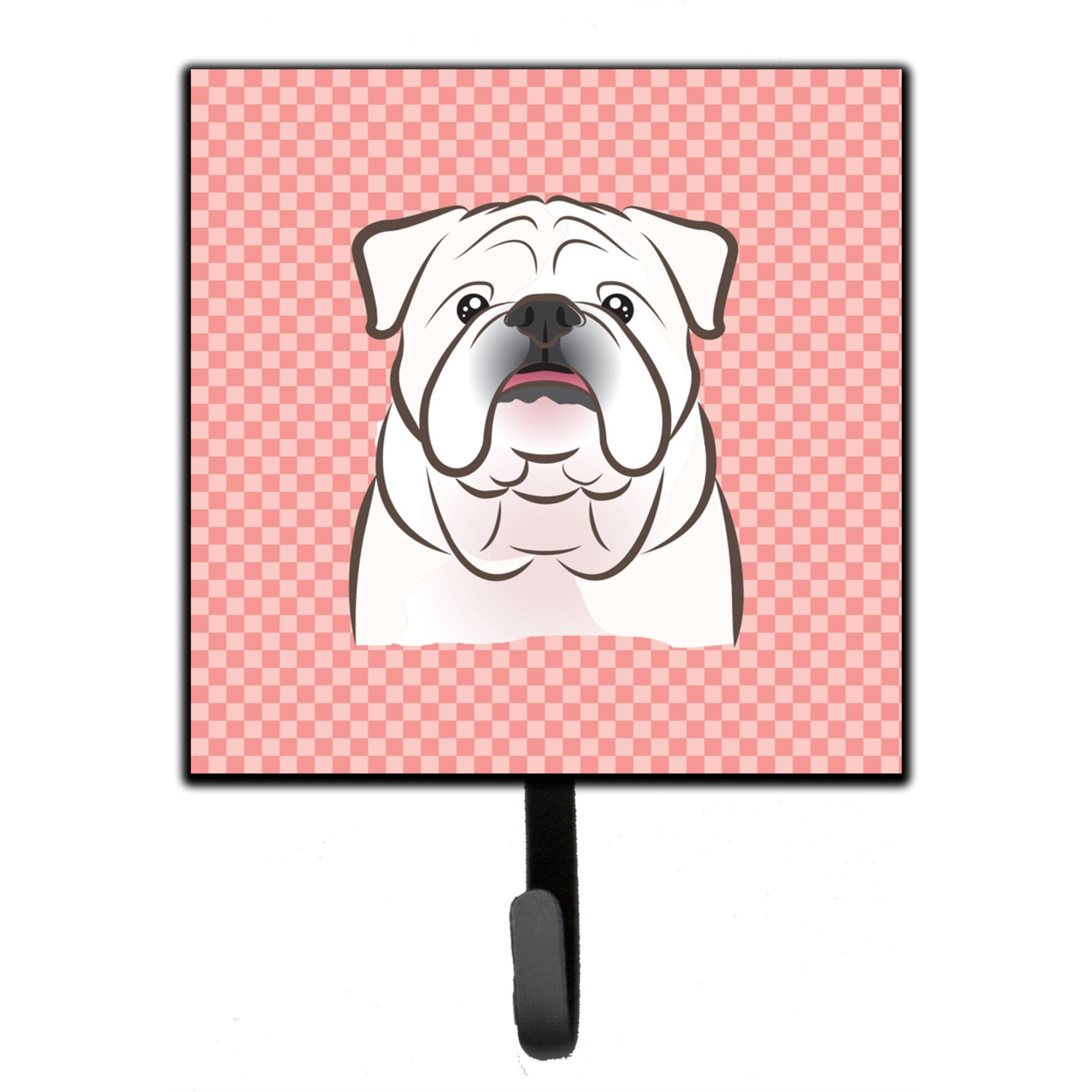 &quotCaroline's Treasures BB1220SH4 Checkerboard Pink White English Bulldog Leash or Key Holder, Small, Multicolor"