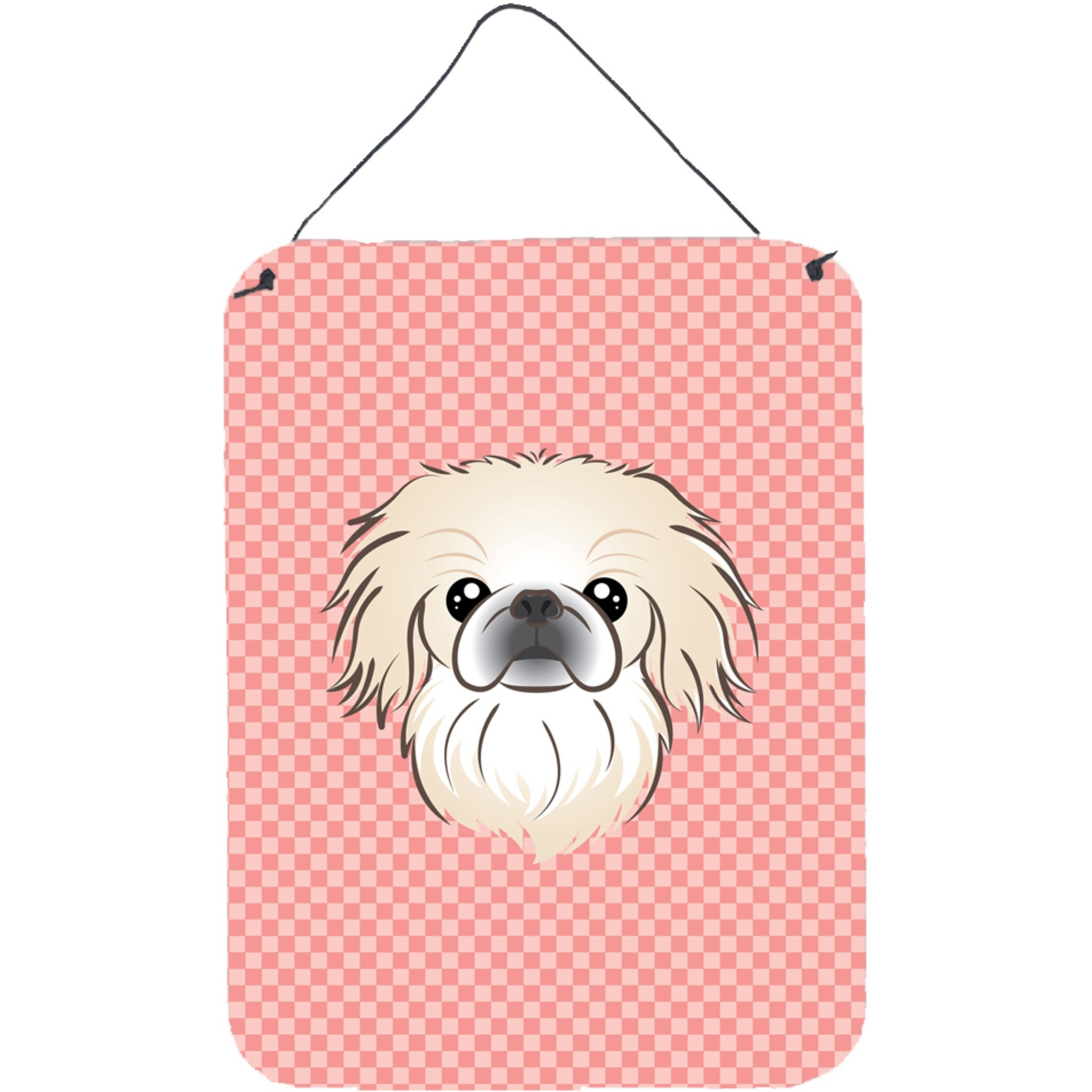 &quotCaroline's Treasures Checkerboard Pink Pekingese Wall or Door Hanging Prints, 16"" x 12"""