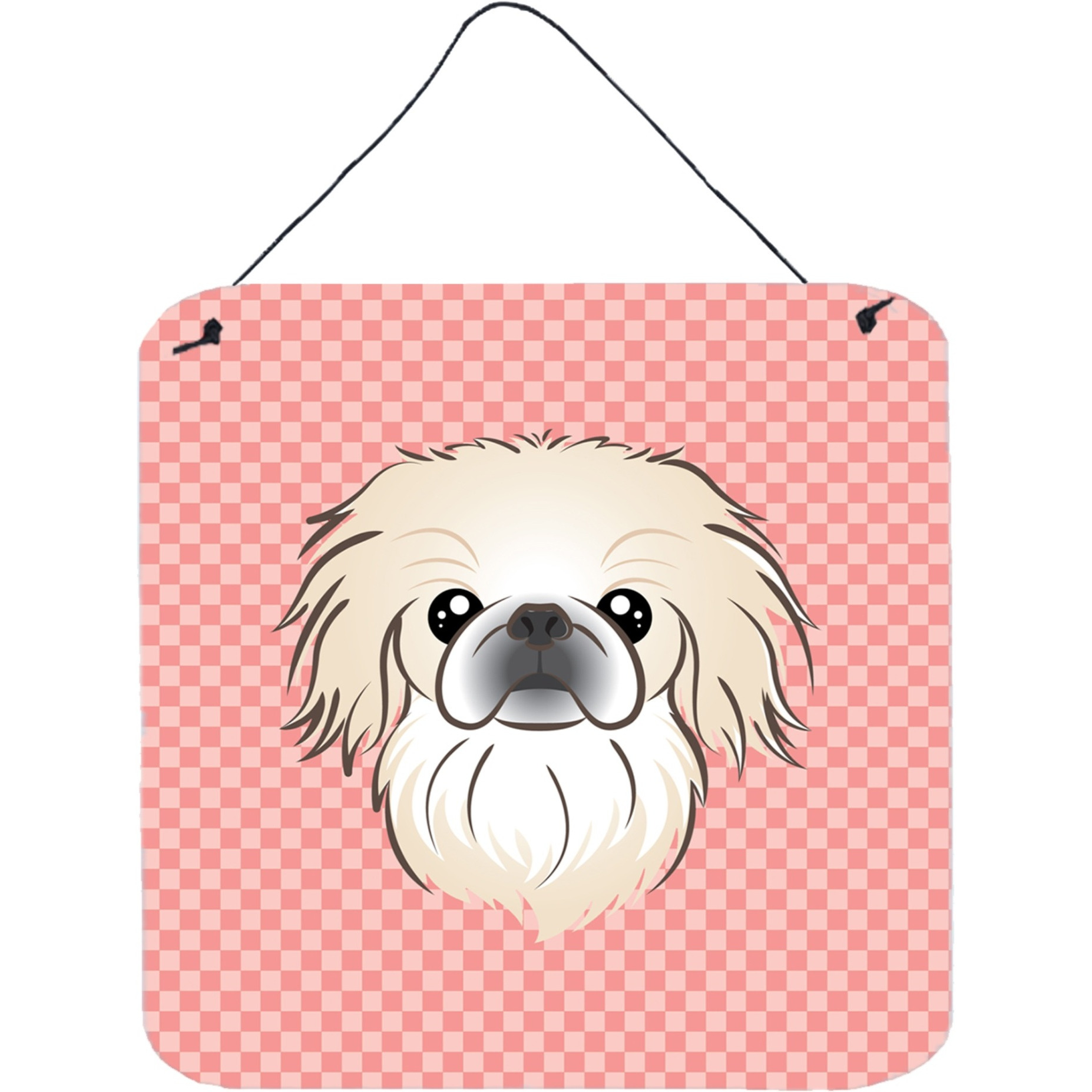 &quotCaroline's Treasures Checkerboard Pink Pekingese Wall or Door Hanging Prints, 6 x 6"""
