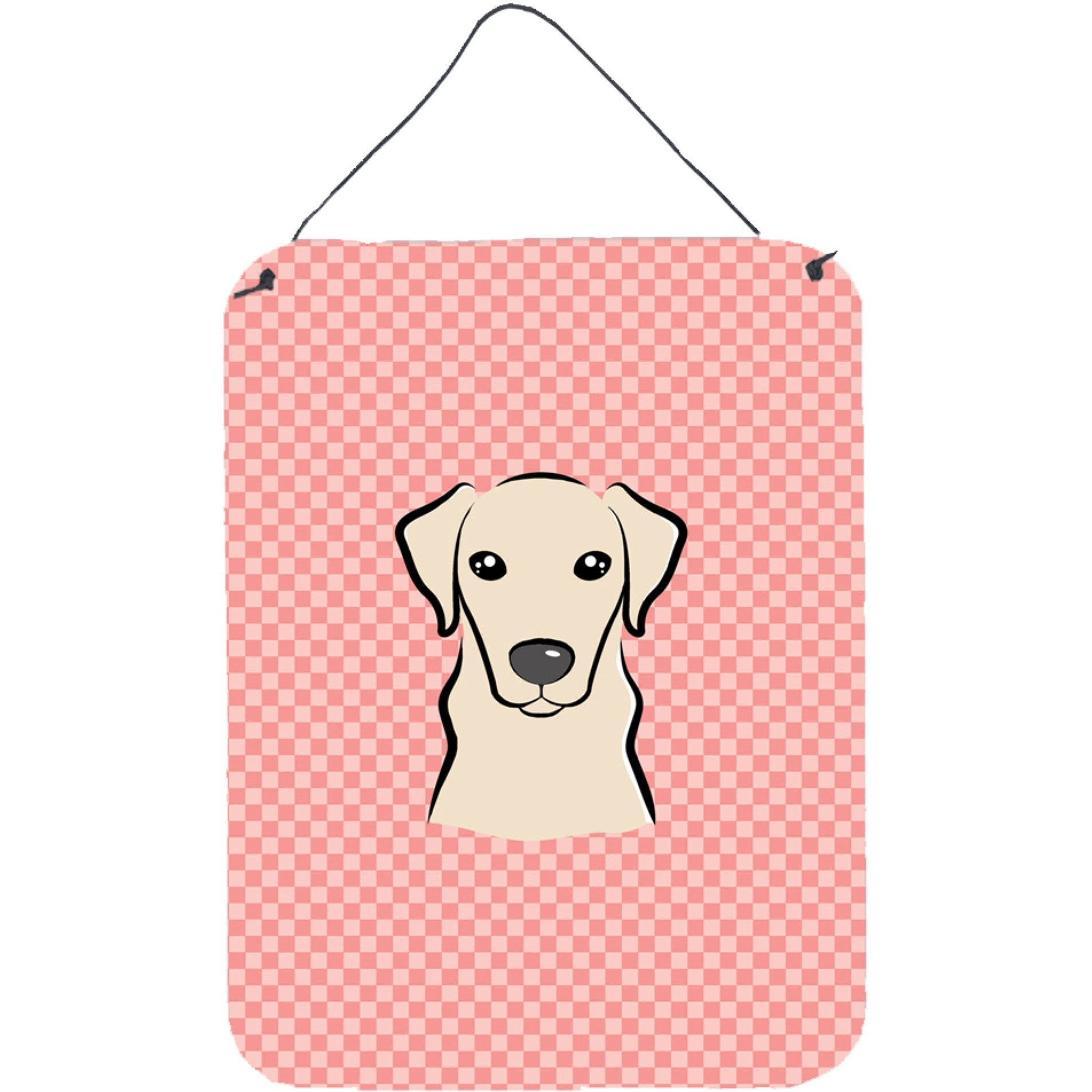 &quotCaroline's Treasures Checkerboard Pink Yellow Labrador Wall or Door Hanging Prints, 16"" x 12"""