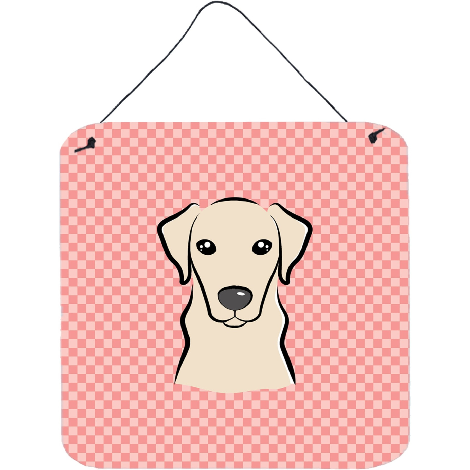 &quotCaroline's Treasures Checkerboard Pink Yellow Labrador Wall or Door Hanging Prints, 6 x 6"""