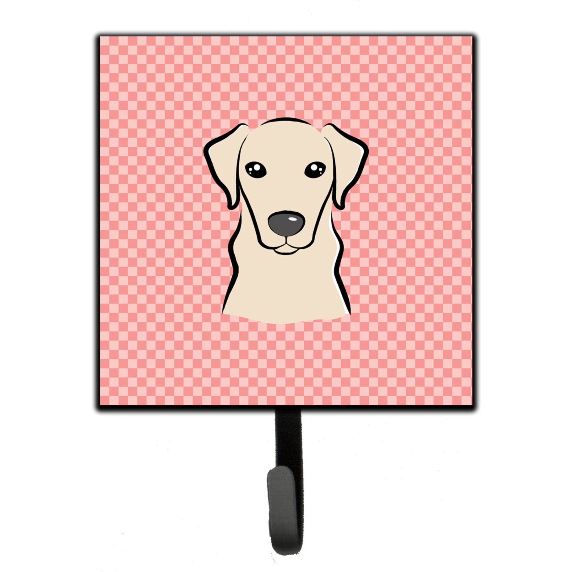 &quotCaroline's Treasures BB1222SH4 Checkerboard Pink Yellow Labrador Leash or Key Holder, Small, Multicolor"