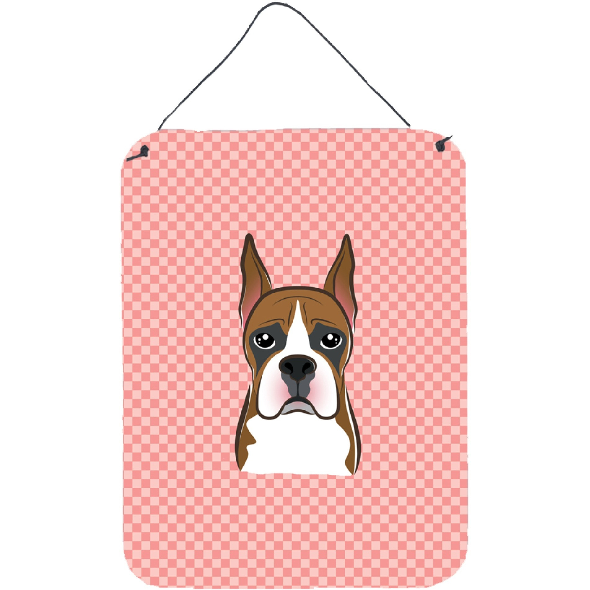&quotCaroline's Treasures Checkerboard Pink Boxer Wall or Door Hanging Prints, 16"" x 12"""