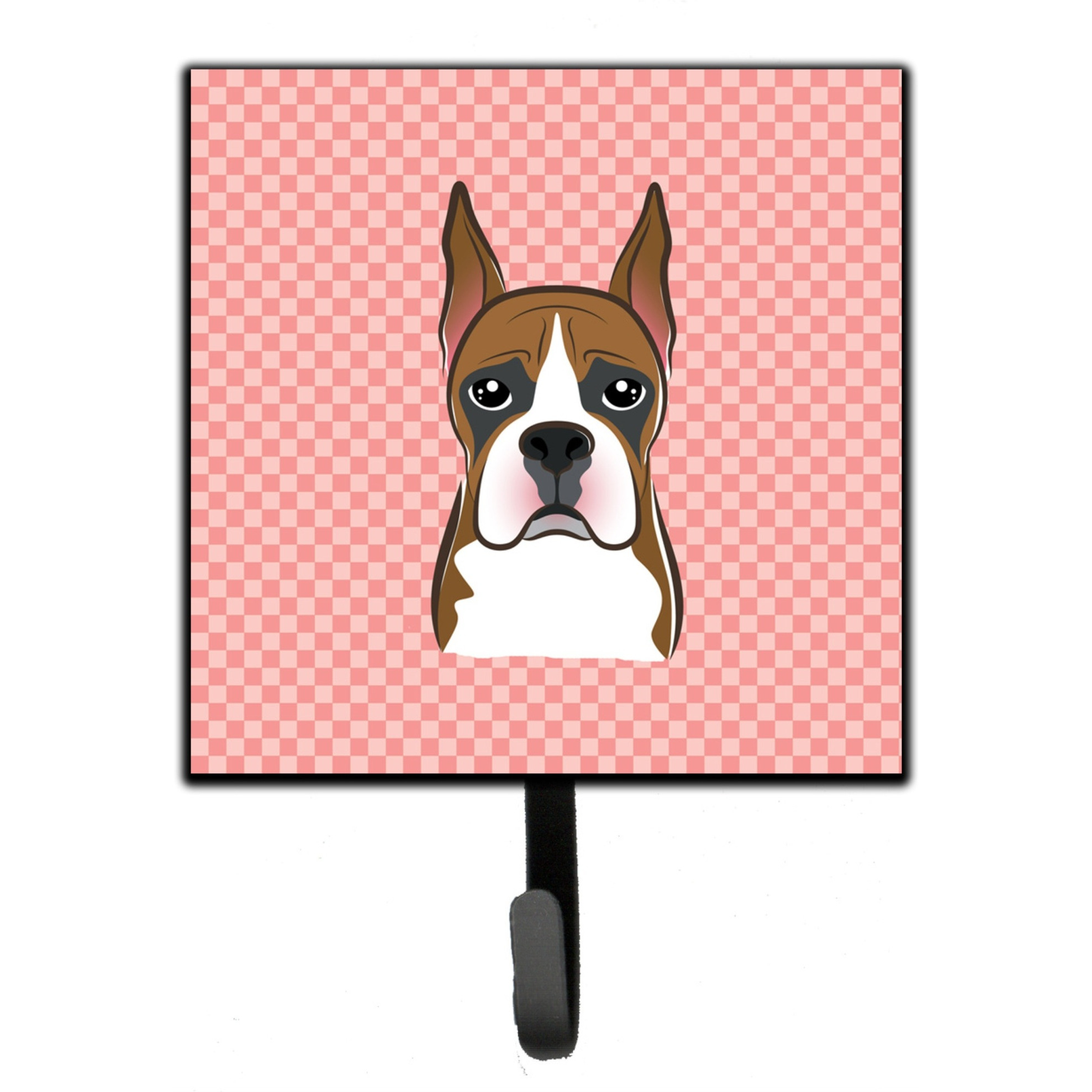 &quotCaroline's Treasures BB1223SH4 Checkerboard Pink Boxer Leash or Key Holder, Small, Multicolor"