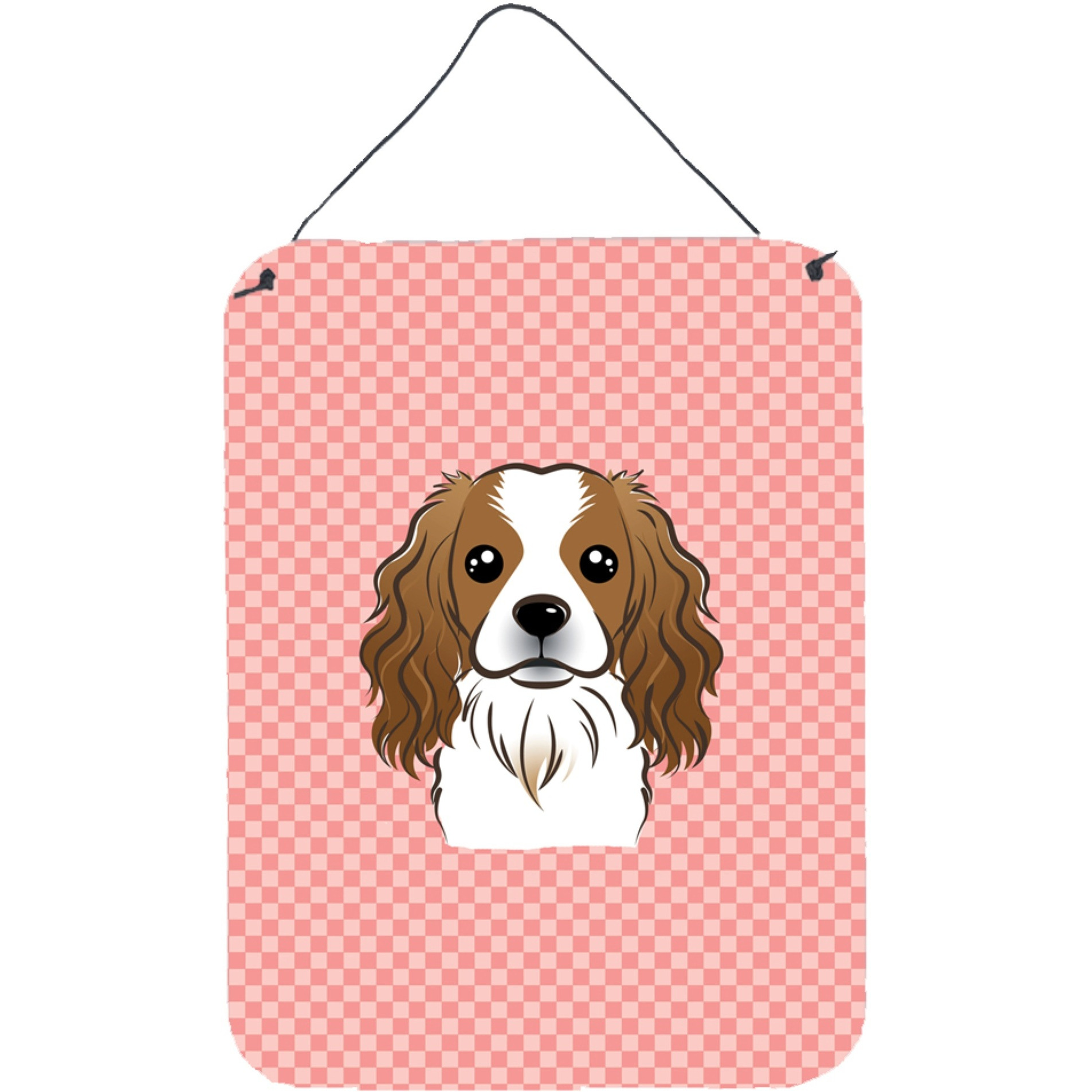 &quotCaroline's Treasures Checkerboard Pink Cavalier Spaniel Wall or Door Hanging Prints, 16"" x 12"""