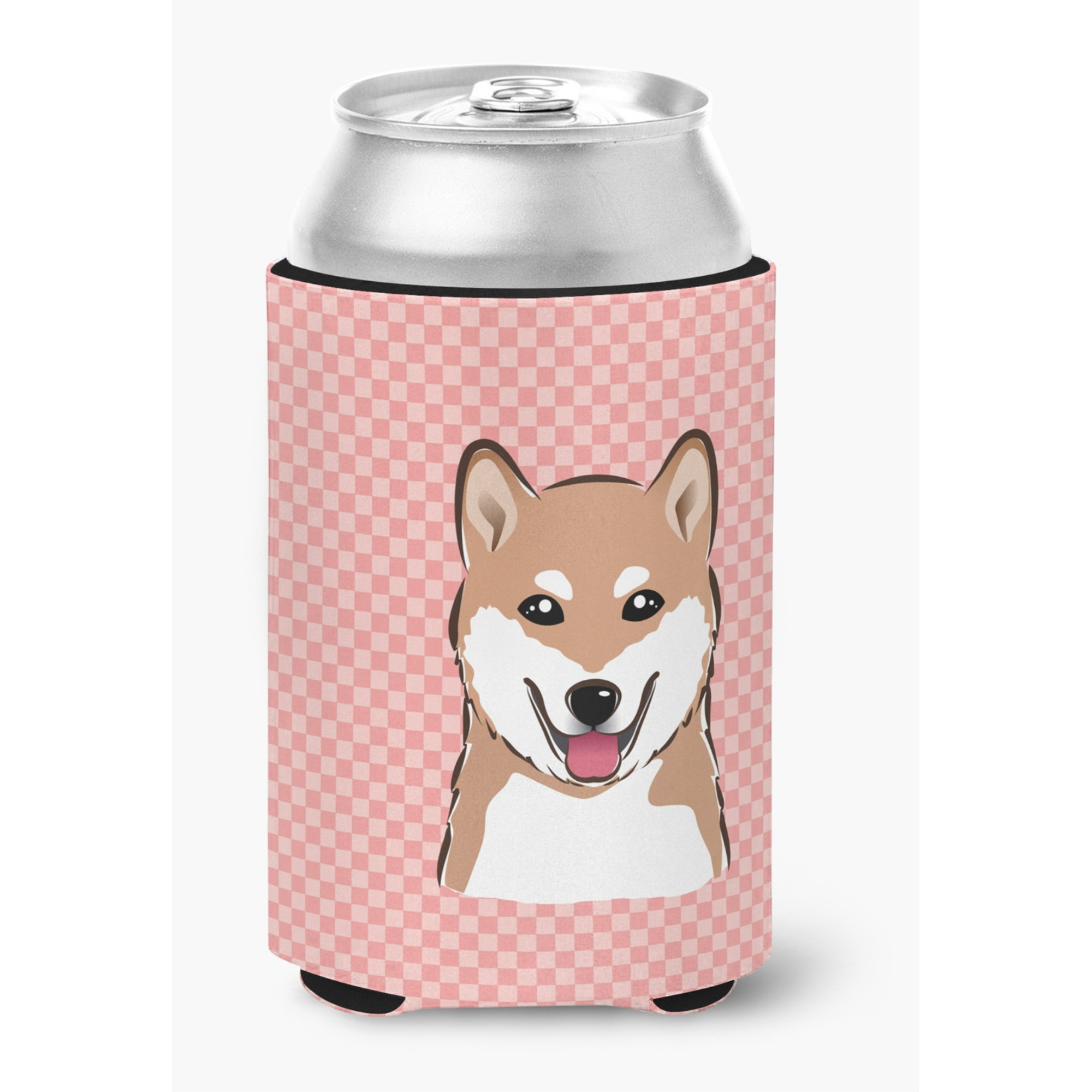 Checkerboard Pink Shiba Inu Can or Bottle Hugger BB1225CC