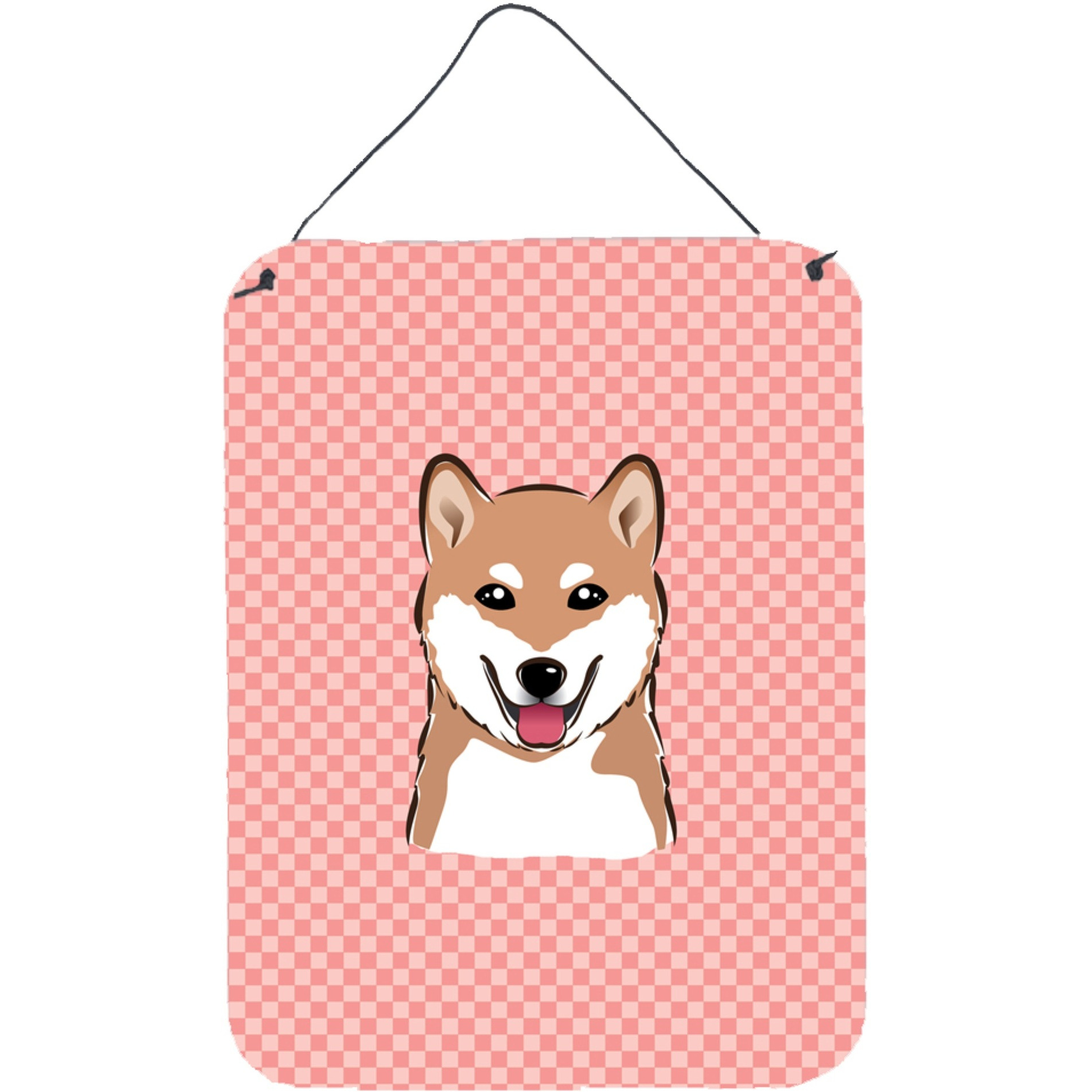 &quotCaroline's Treasures Checkerboard Pink Shiba Inu Wall or Door Hanging Prints, 16"" x 12"""