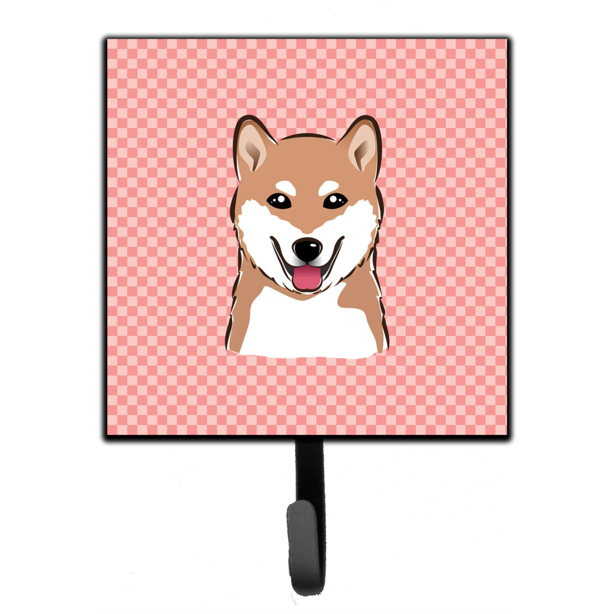 &quotCaroline's Treasures BB1225SH4 Checkerboard Pink Shiba Inu Leash or Key Holder, Small, Multicolor"