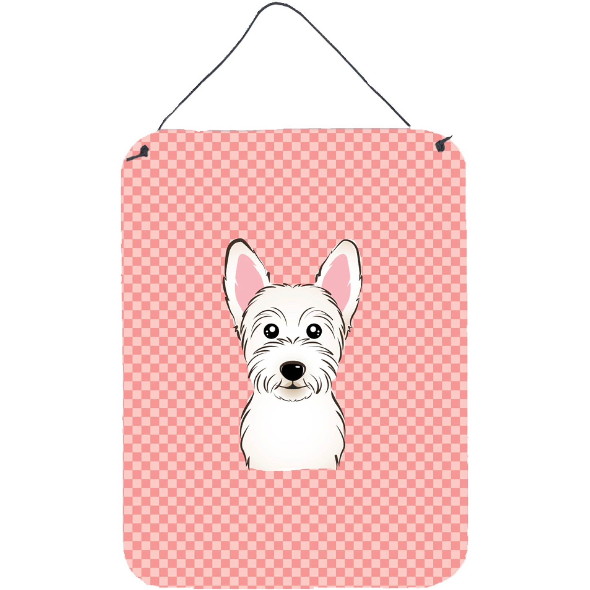 &quotCaroline's Treasures Checkerboard Pink Westie Wall or Door Hanging Prints, 16"" x 12"""