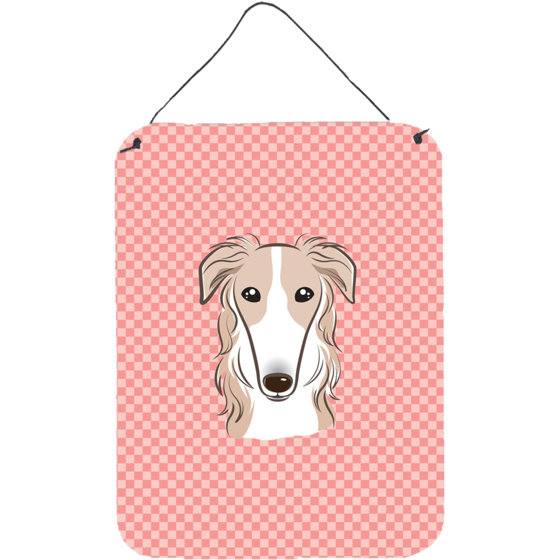 &quotCaroline's Treasures Checkerboard Pink Borzoi Wall or Door Hanging Prints, 16"" x 12"""