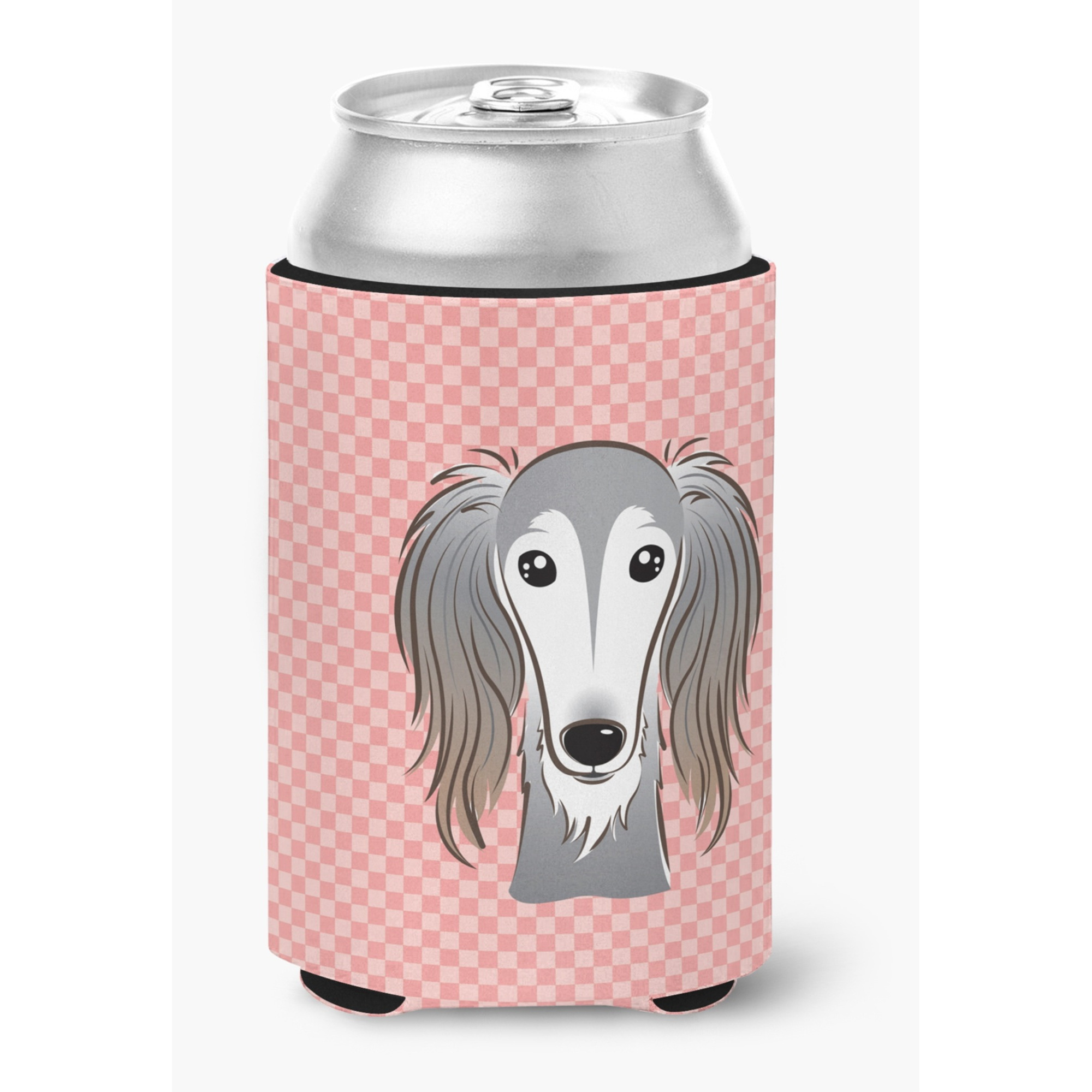 Checkerboard Pink Saluki Can or Bottle Hugger BB1229CC