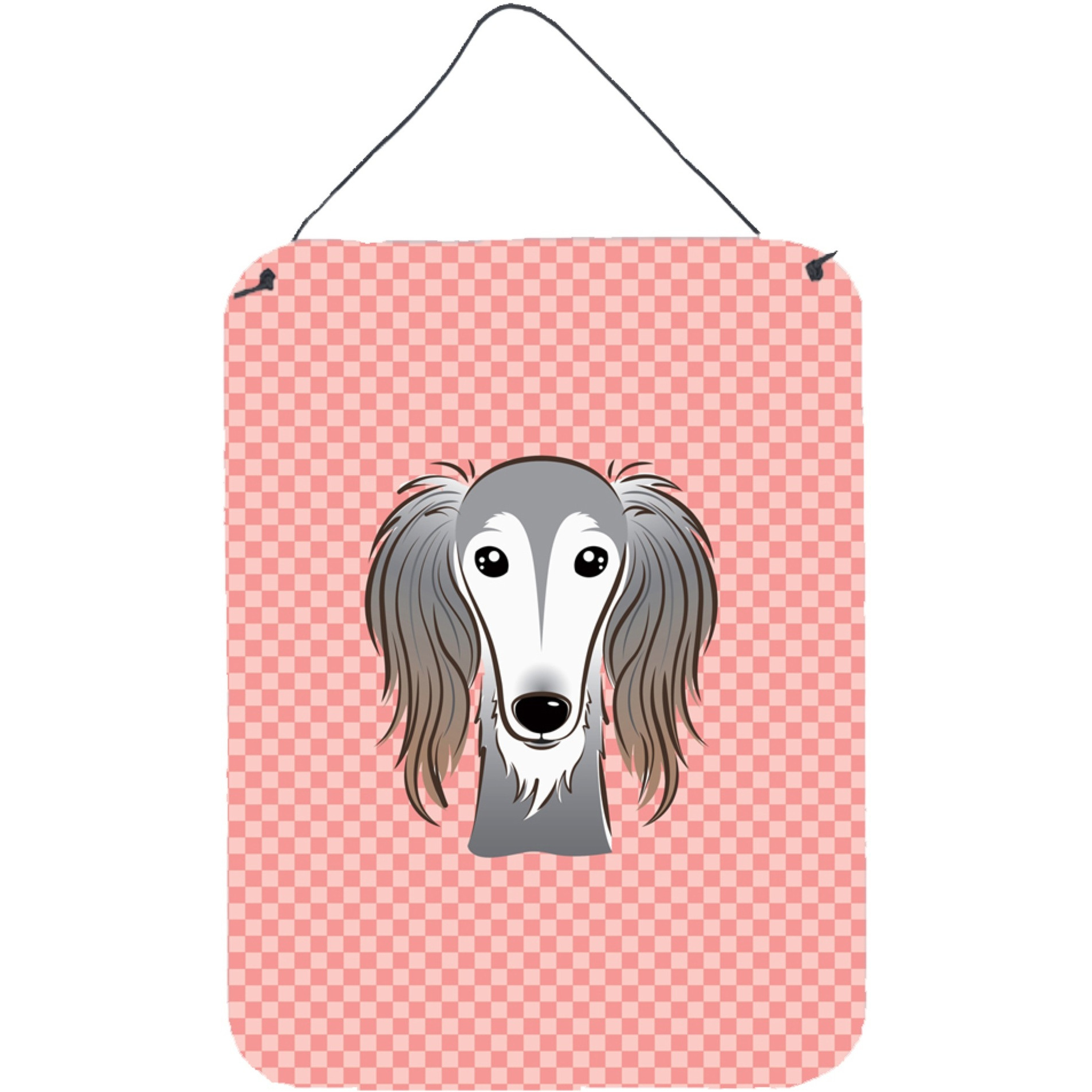 &quotCaroline's Treasures Checkerboard Pink Saluki Wall or Door Hanging Prints, 16"" x 12"""