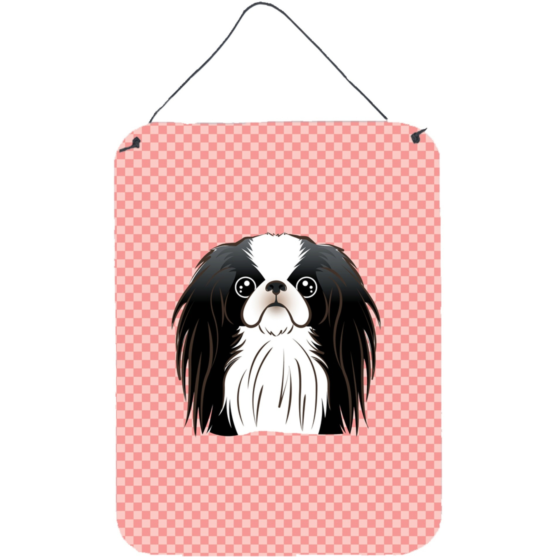 &quotCaroline's Treasures Checkerboard Pink Japanese Chin Wall or Door Hanging Prints, 16"" x 12"""