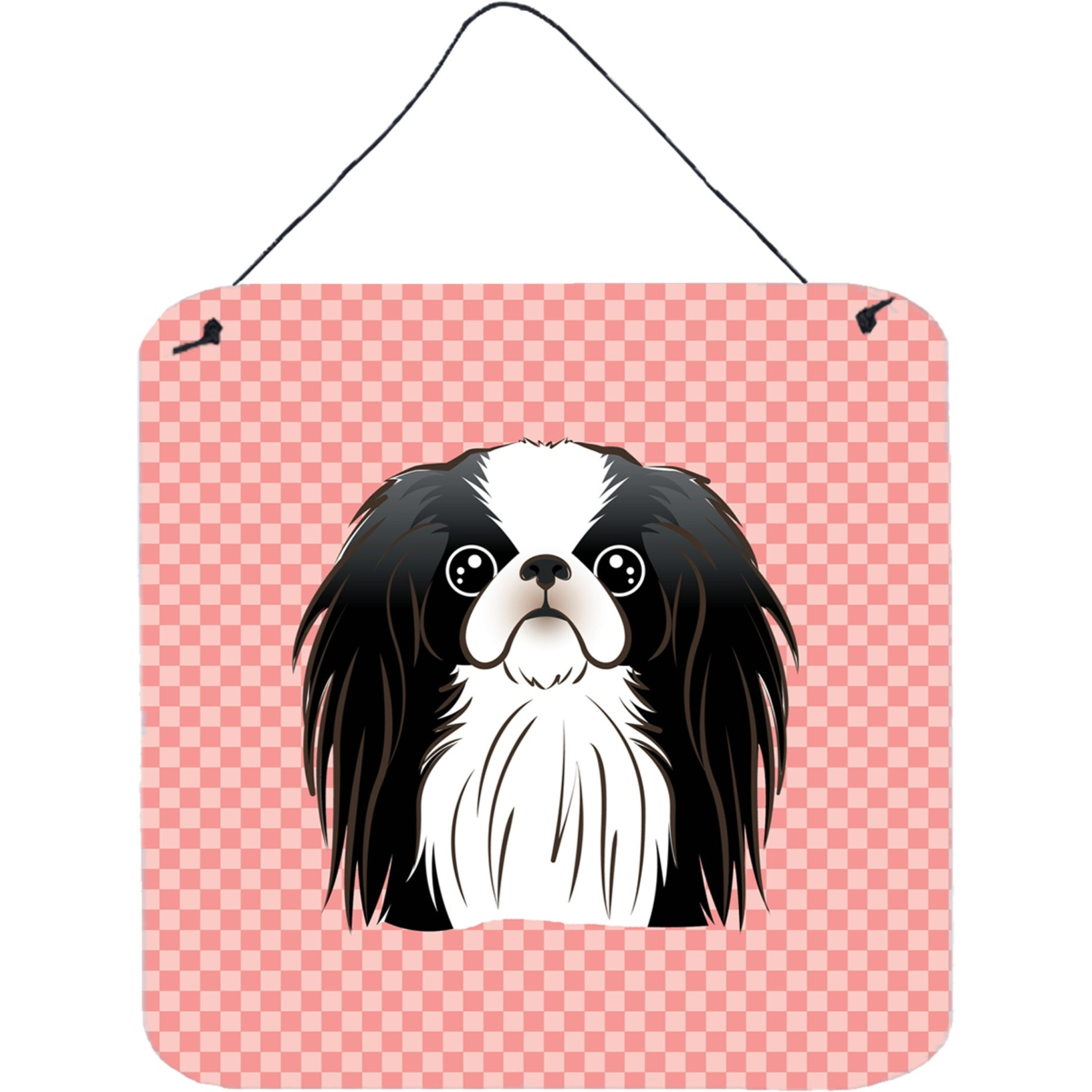&quotCaroline's Treasures Checkerboard Pink Japanese Chin Wall or Door Hanging Prints, 6 x 6"""