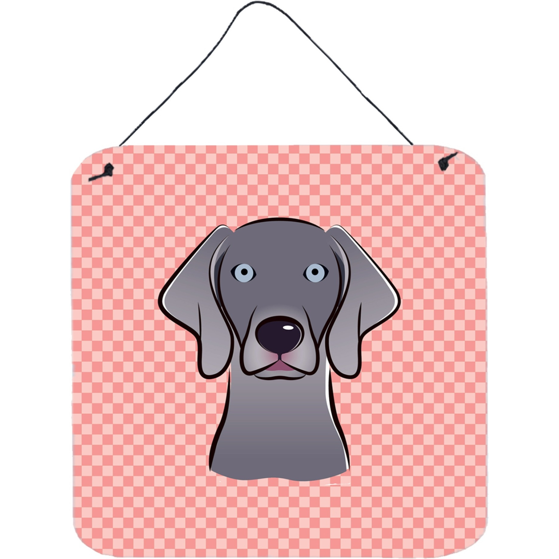&quotCaroline's Treasures BB1231DS66 Checkerboard Blue Weimaraner Wall or Door Hanging Prints, 6 x 6"""