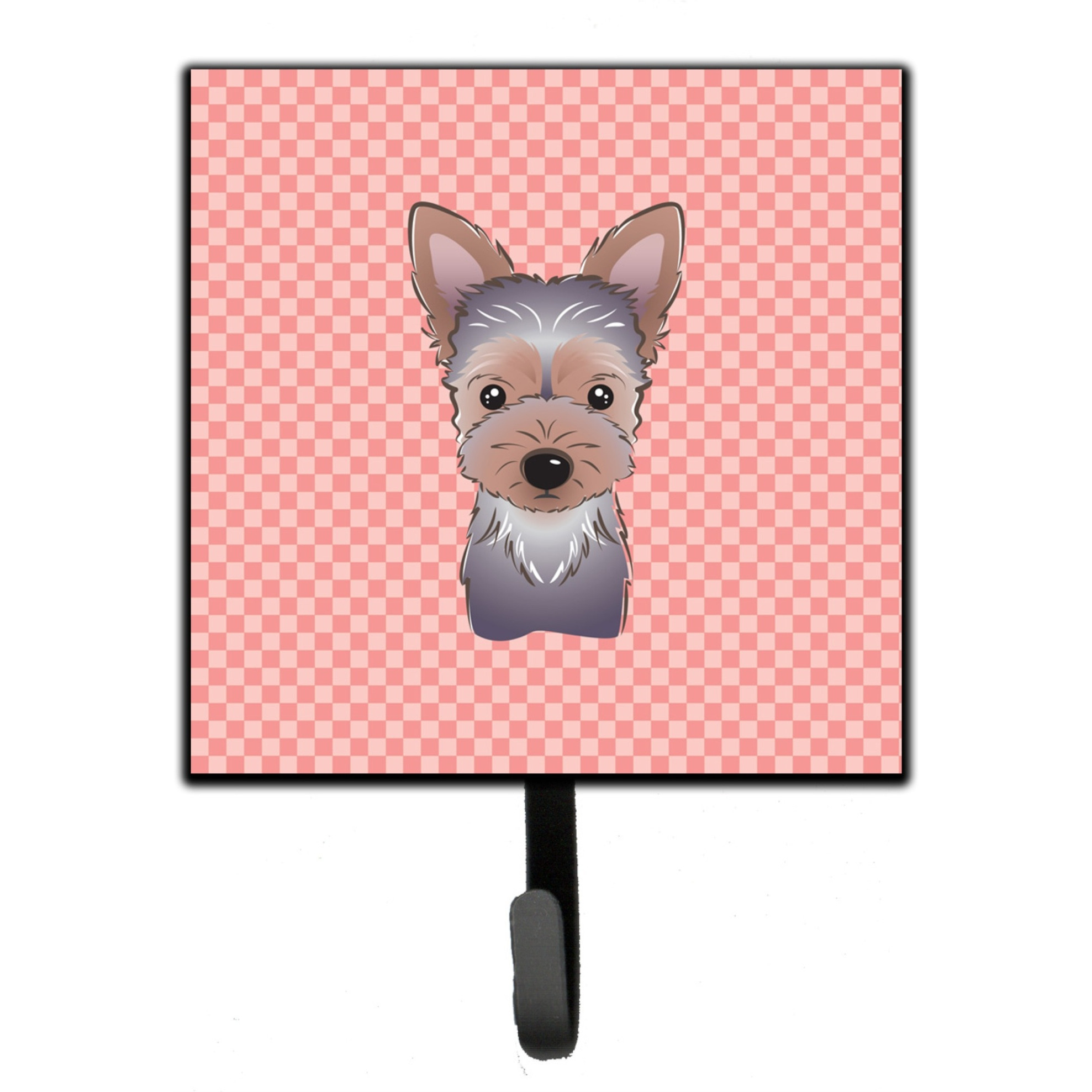 &quotCaroline's Treasures BB1232SH4 Checkerboard Pink Yorkie Puppy Leash or Key Holder, Small, Multicolor"