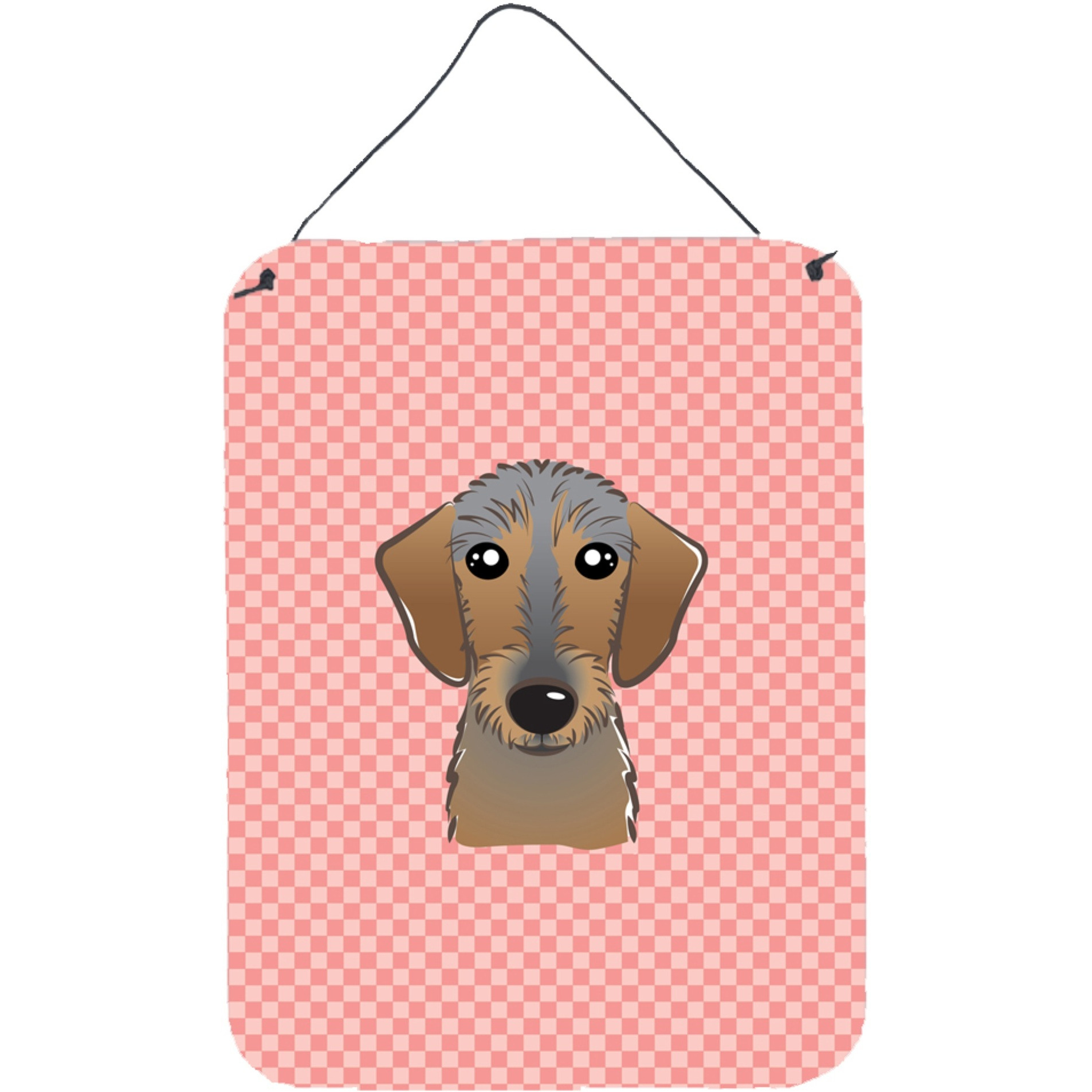 &quotCaroline's Treasures Checkerboard Pink Wirehaired Dachshund Wall or Door Hanging Prints, 16"" x 12"""