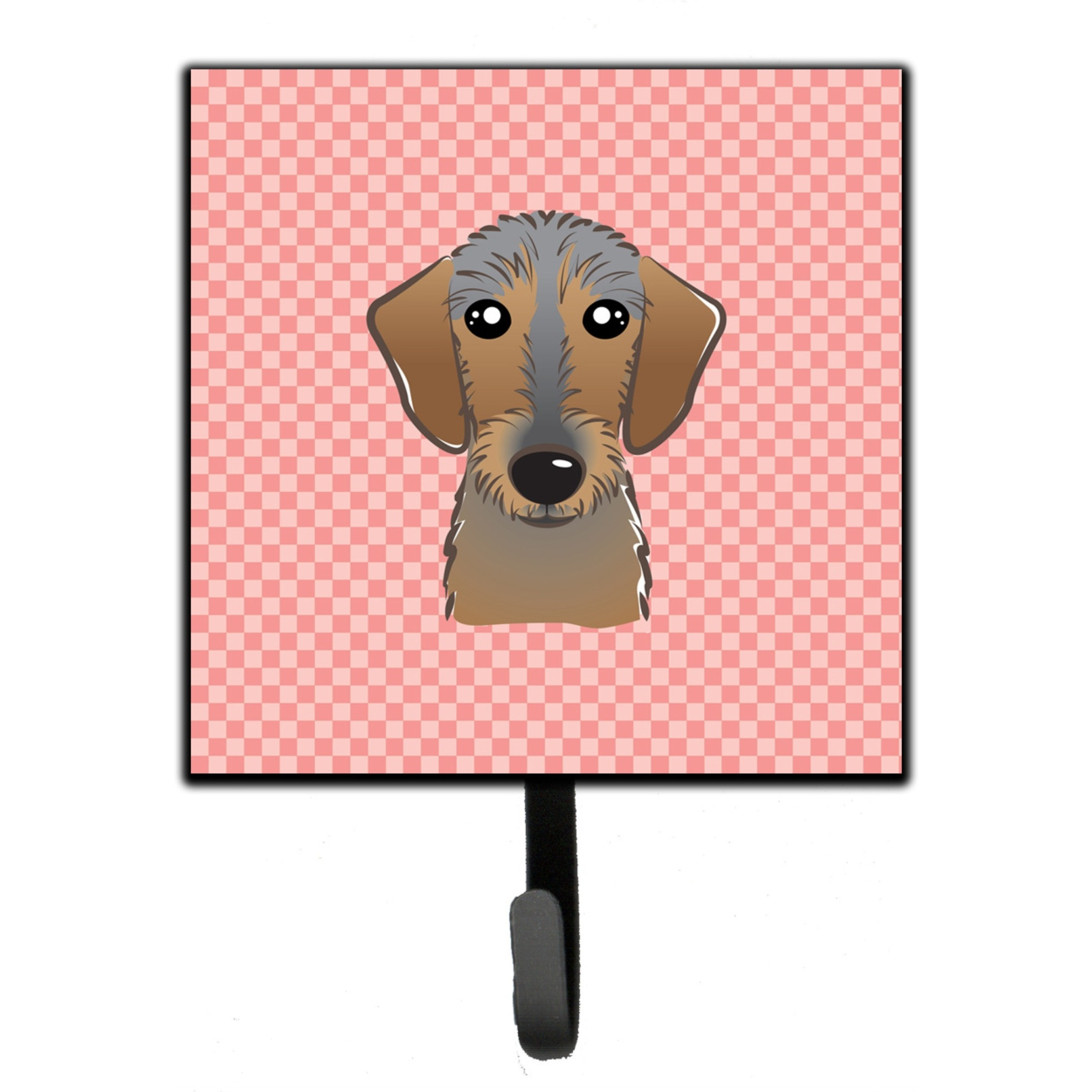 &quotCaroline's Treasures BB1233SH4 Checkerboard Pink Wirehaired Dachshund Leash or Key Holder, Small, Multicolor"