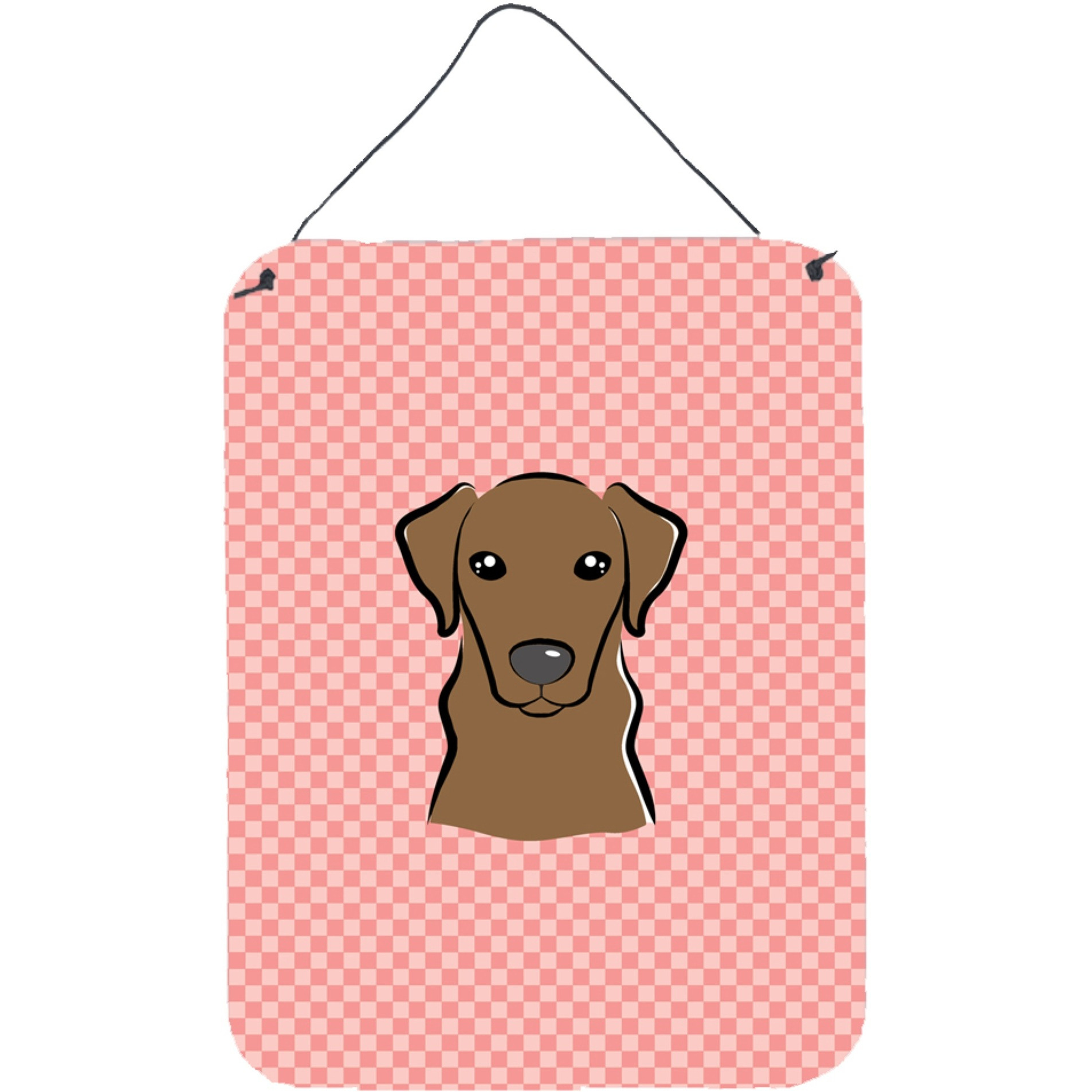 &quotCaroline's Treasures Checkerboard Pink Chocolate Labrador Wall or Door Hanging Prints, 16"" x 12"""