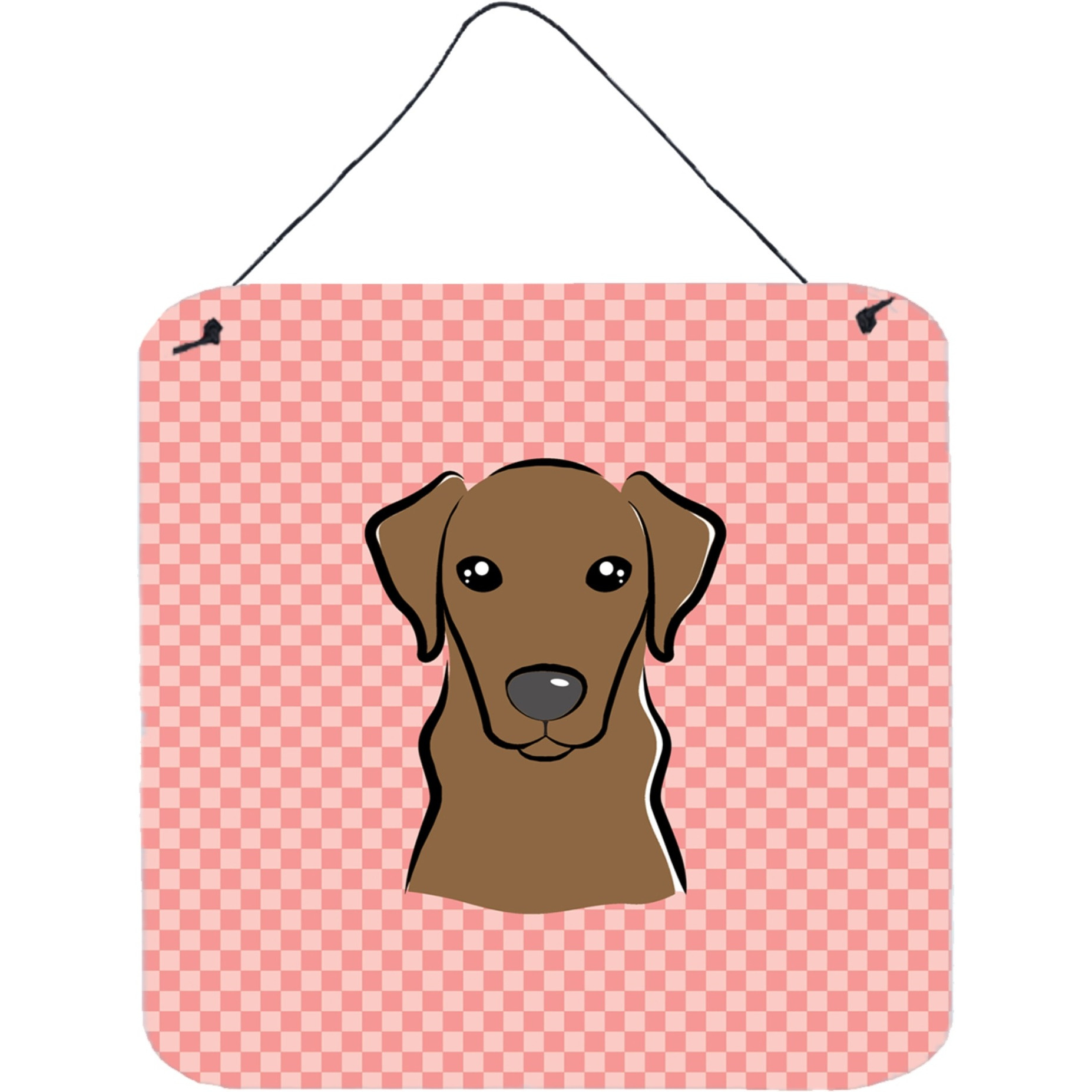 &quotCaroline's Treasures Checkerboard Pink Chocolate Labrador Wall or Door Hanging Prints, 6 x 6"""