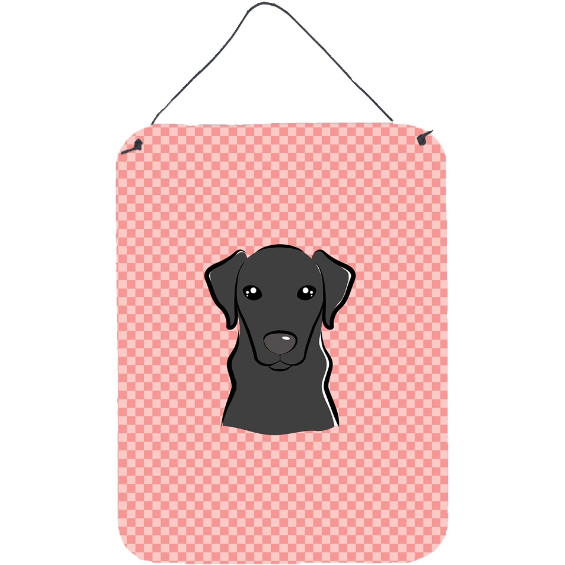 &quotCaroline's Treasures Checkerboard Pink Black Labrador Wall or Door Hanging Prints, 16"" x 12"""