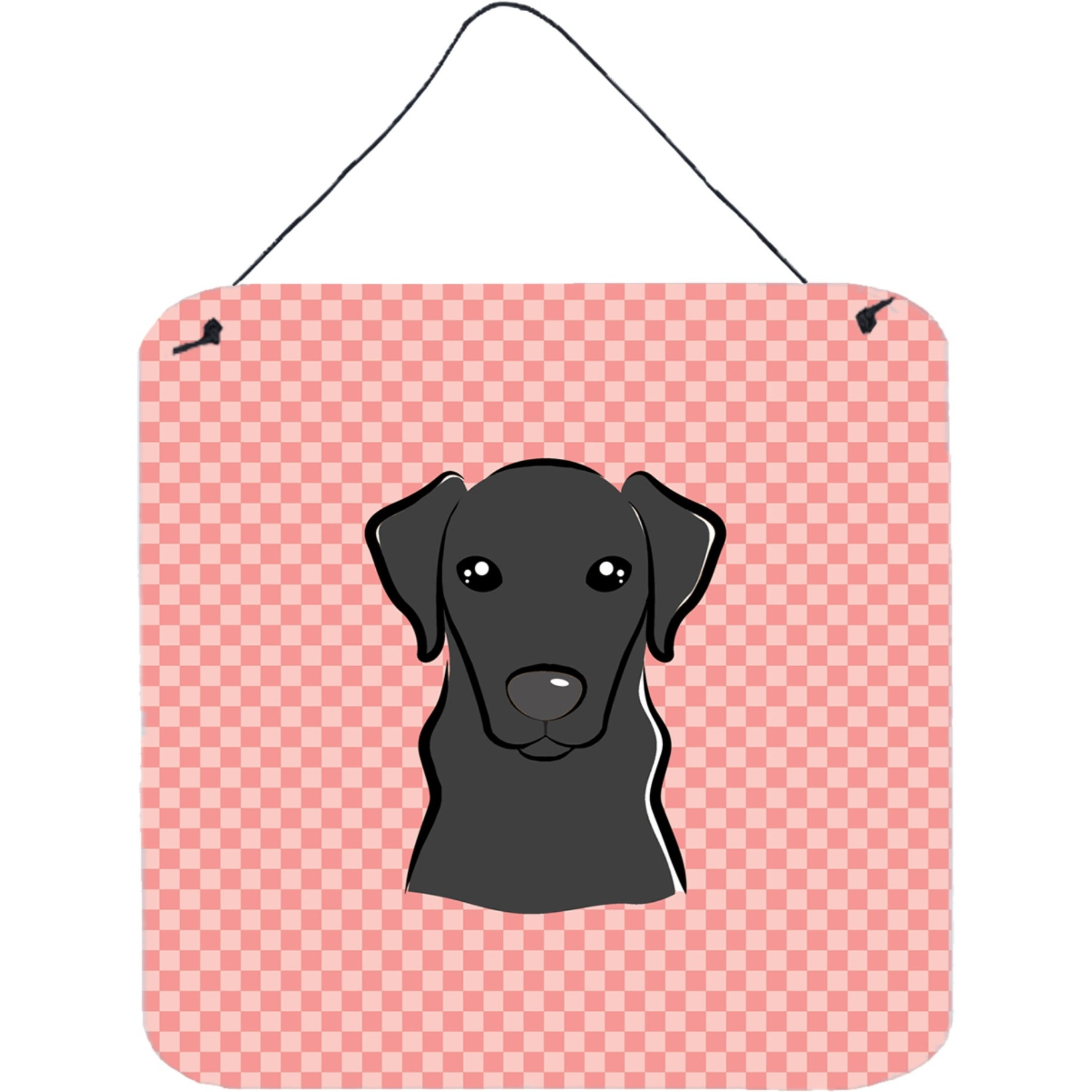 &quotCaroline's Treasures Checkerboard Pink Black Labrador Wall or Door Hanging Prints, 6 x 6"""