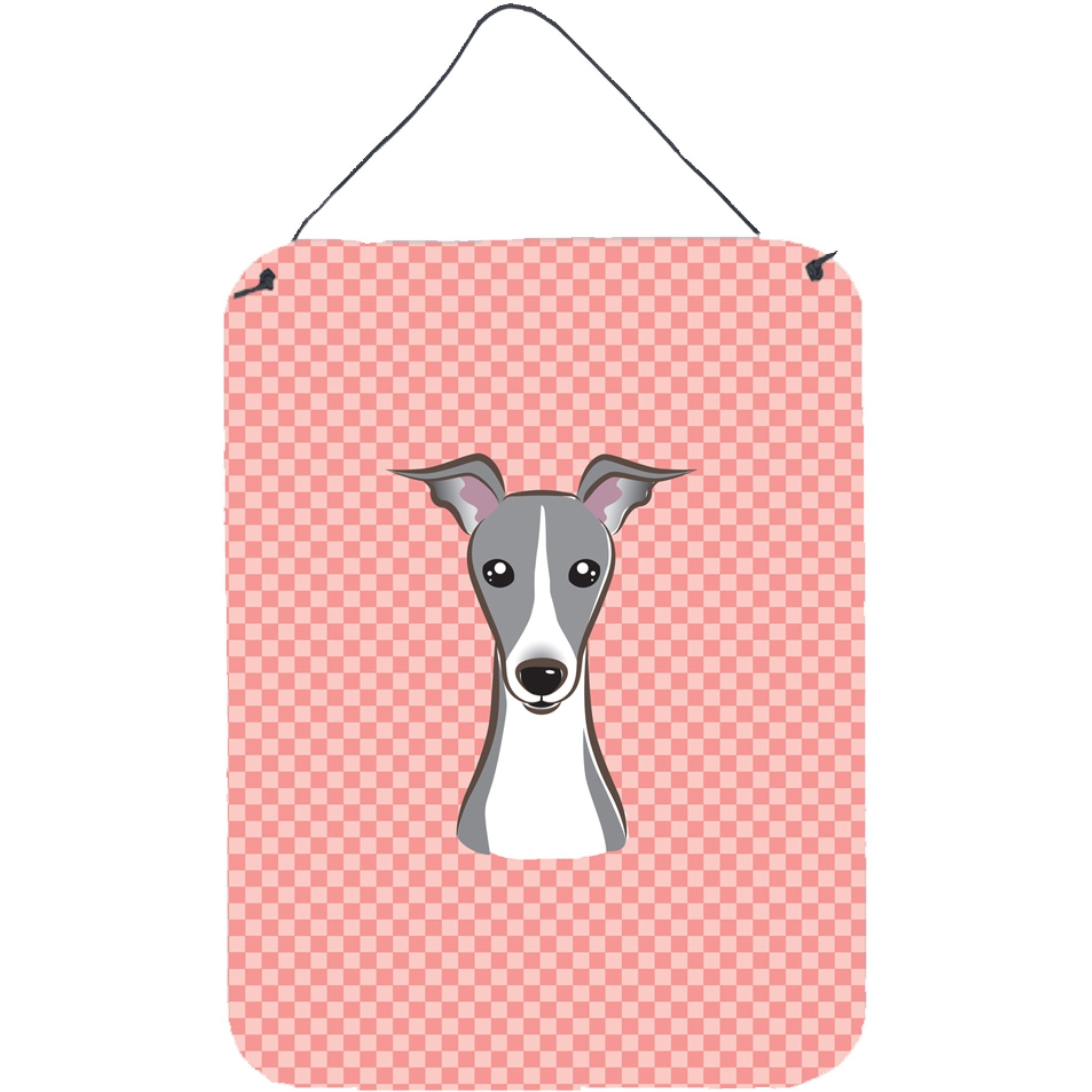&quotCaroline's Treasures Checkerboard Pink Italian Greyhound Wall or Door Hanging Prints, 16"" x 12"""