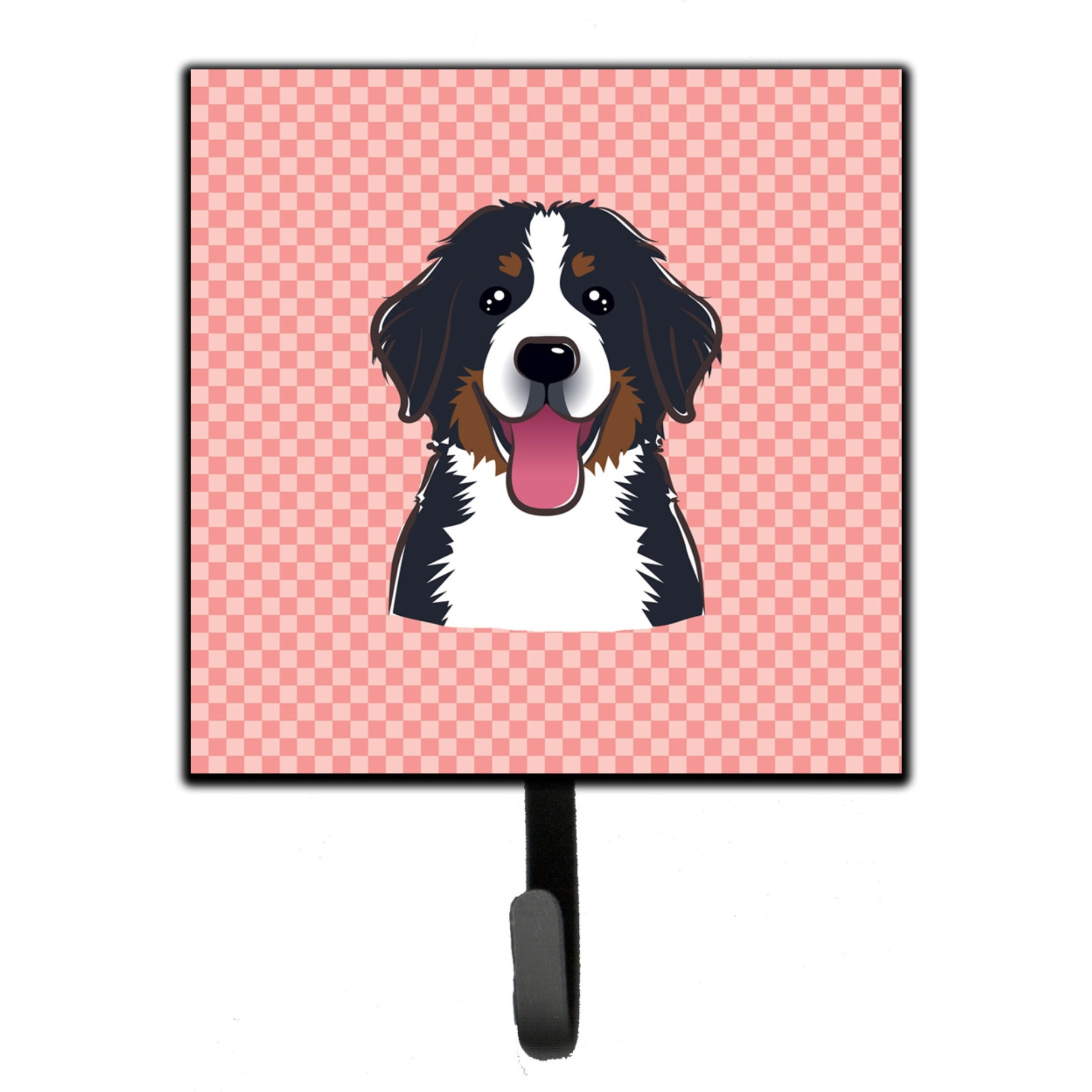 &quotCaroline's Treasures BB1237SH4 Checkerboard Pink Bernese Mountain Dog Leash or Key Holder, Small, Multicolor"