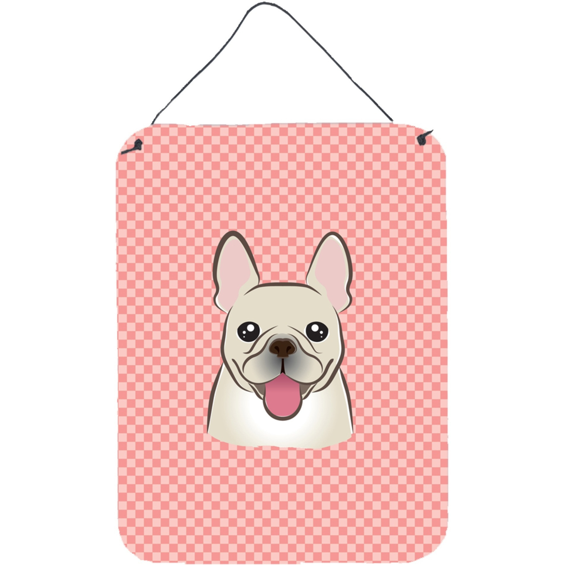 &quotCaroline's Treasures BB1238DS1216 Checkerboard Pink French Bulldog Wall or Door Hanging Prints, 16"" x 12"""