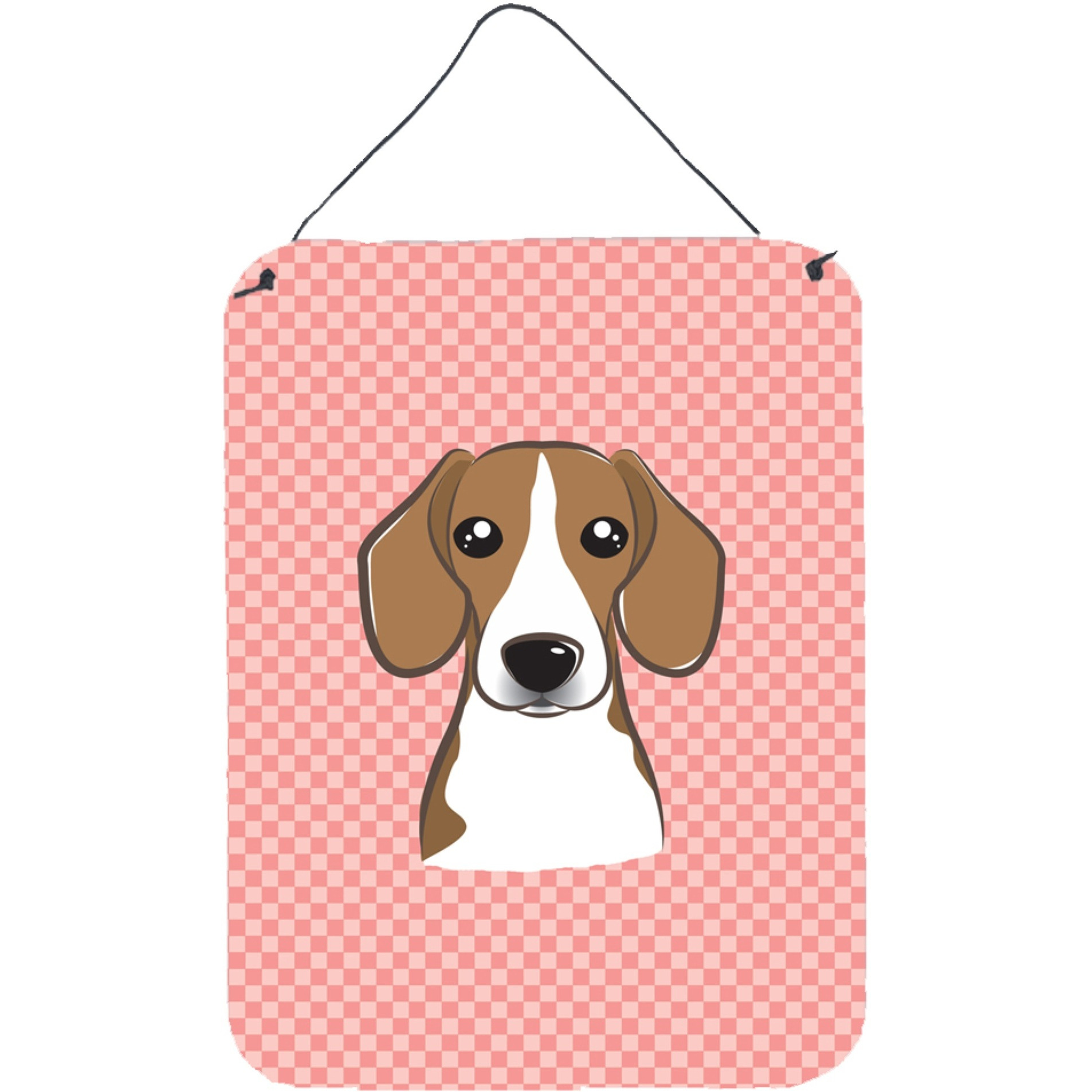 &quotCaroline's Treasures Checkerboard Pink Beagle Wall or Door Hanging Prints, 16"" x 12"""