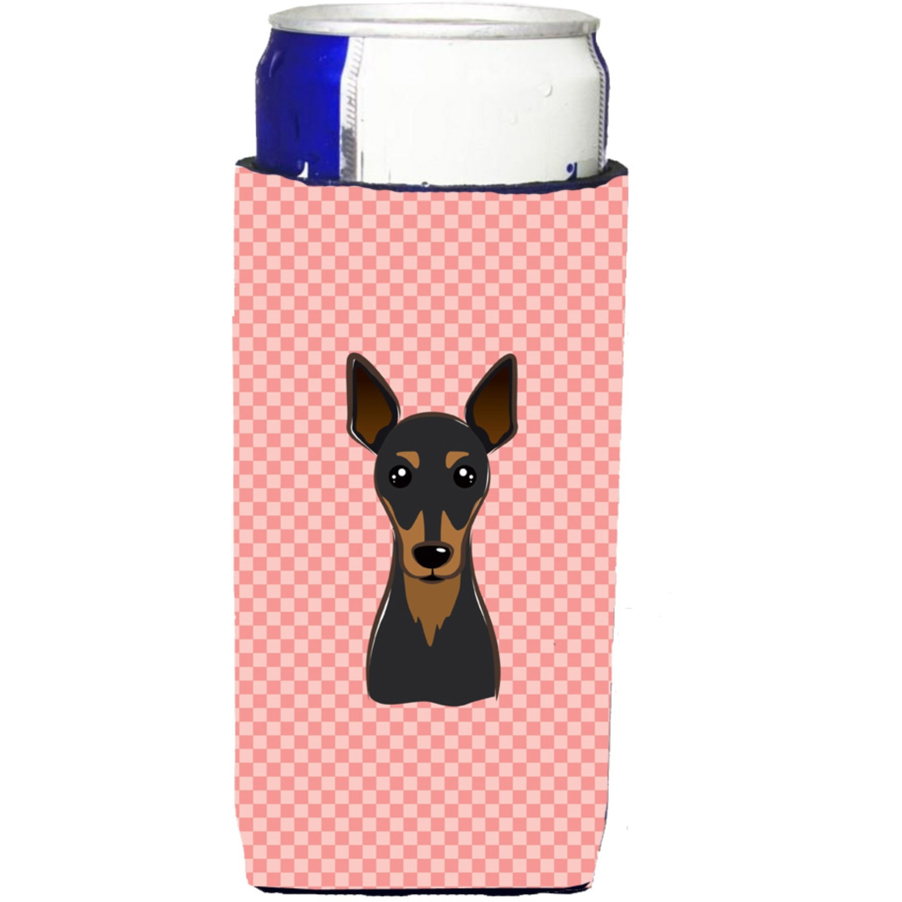 Checkerboard Pink Min Pin Ultra Beverage Insulators for slim cans BB1240MUK
