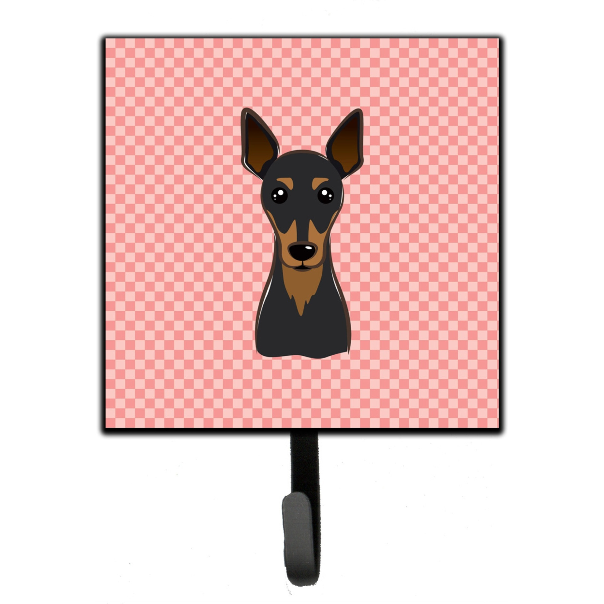 &quotCaroline's Treasures BB1240SH4 Checkerboard Pink Min Pin Leash or Key Holder, Small, Multicolor"