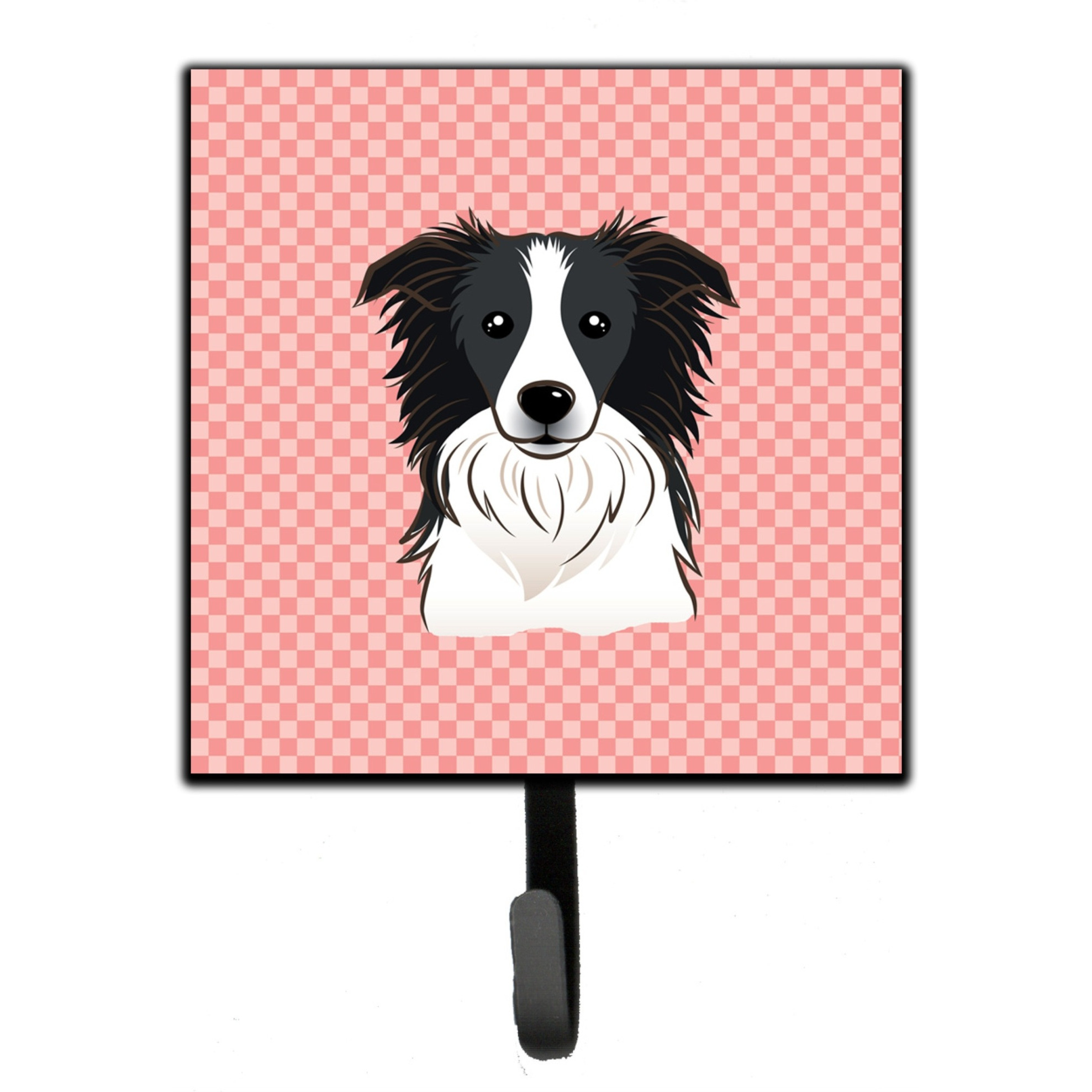 &quotCaroline's Treasures BB1241SH4 Checkerboard Pink Border Collie Leash or Key Holder, Small, Multicolor"