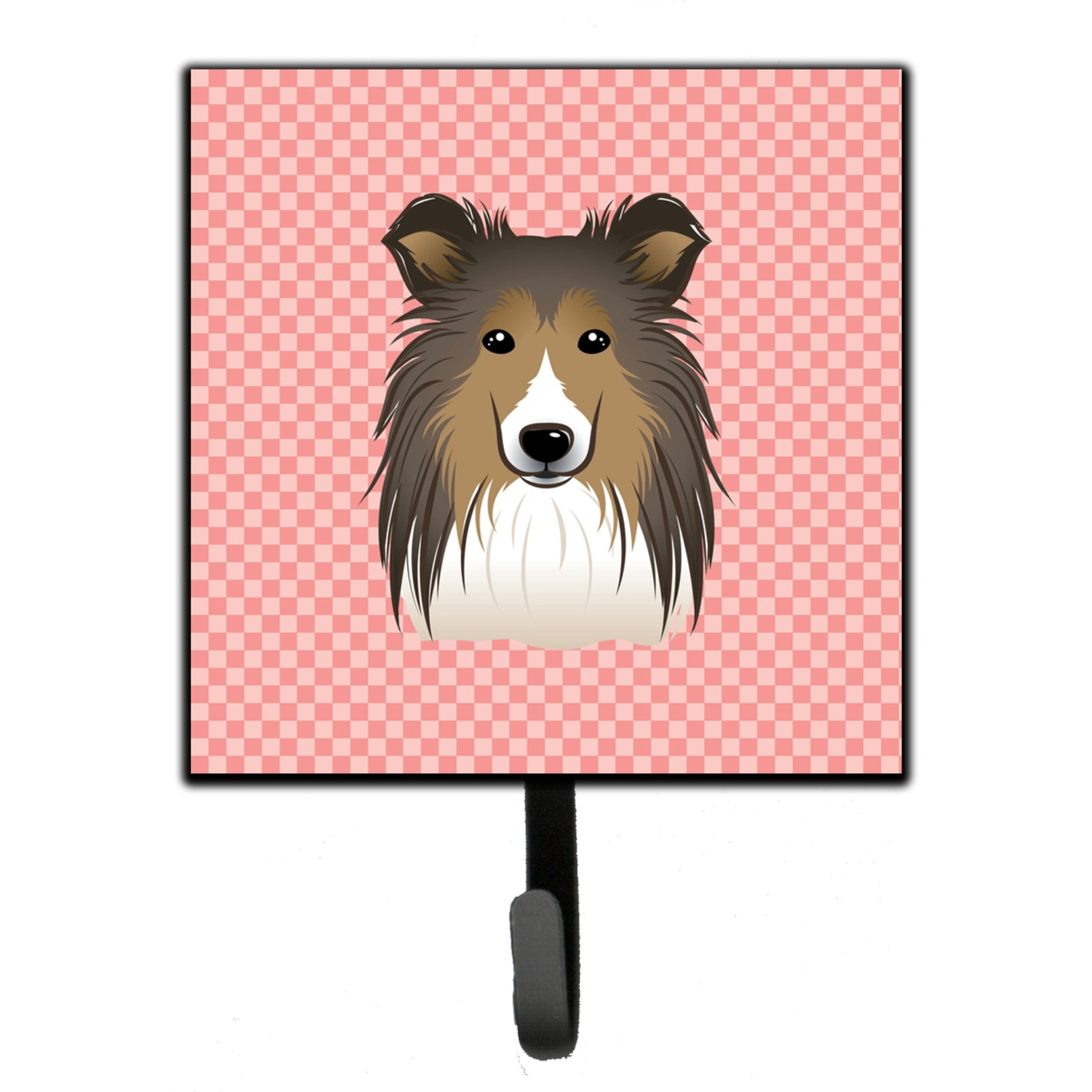&quotCaroline's Treasures BB1242SH4 Checkerboard Pink Sheltie Leash or Key Holder, Small, Multicolor"