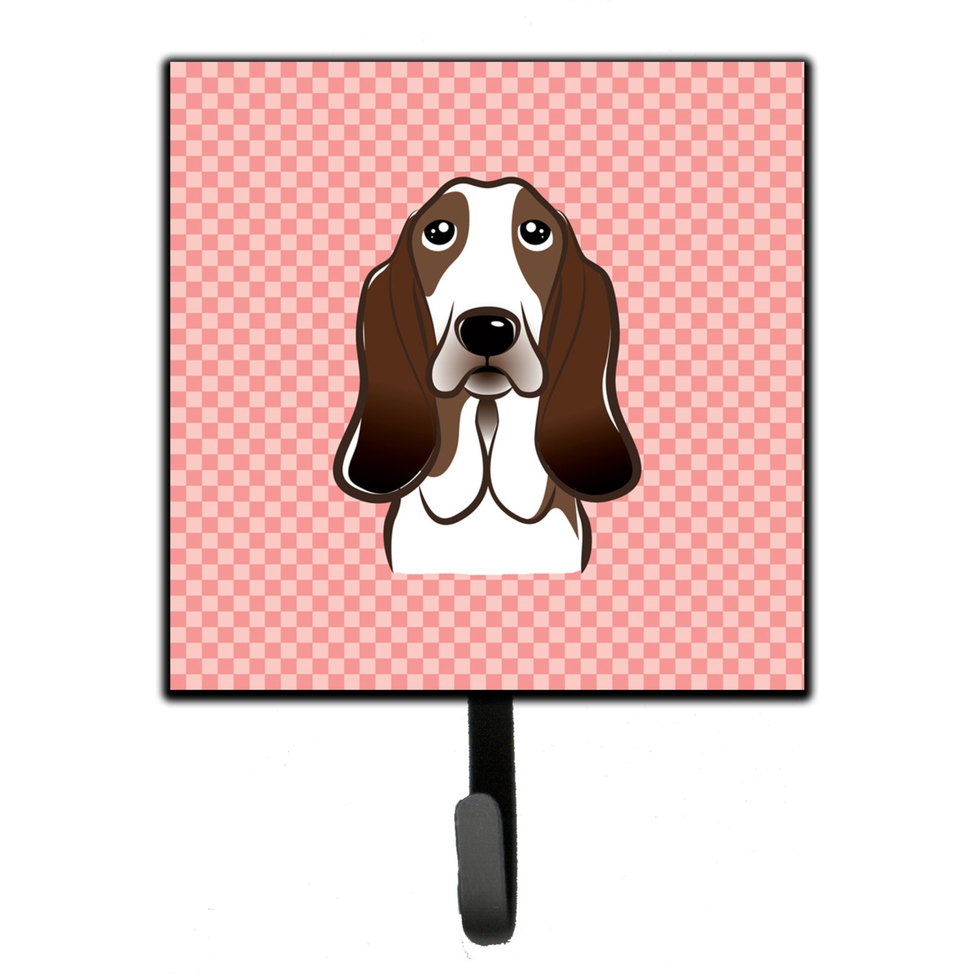 &quotCaroline's Treasures BB1243SH4 Checkerboard Pink Basset Hound Leash or Key Holder, Small, Multicolor"